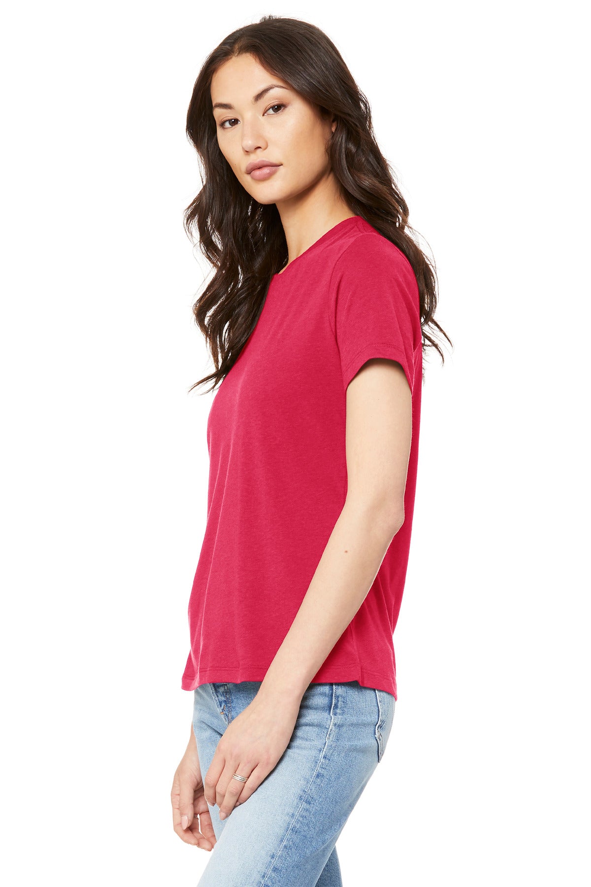 BELLA+CANVAS Women's Relaxed Jersey Short Sleeve Tee. BC6400 - Red - side