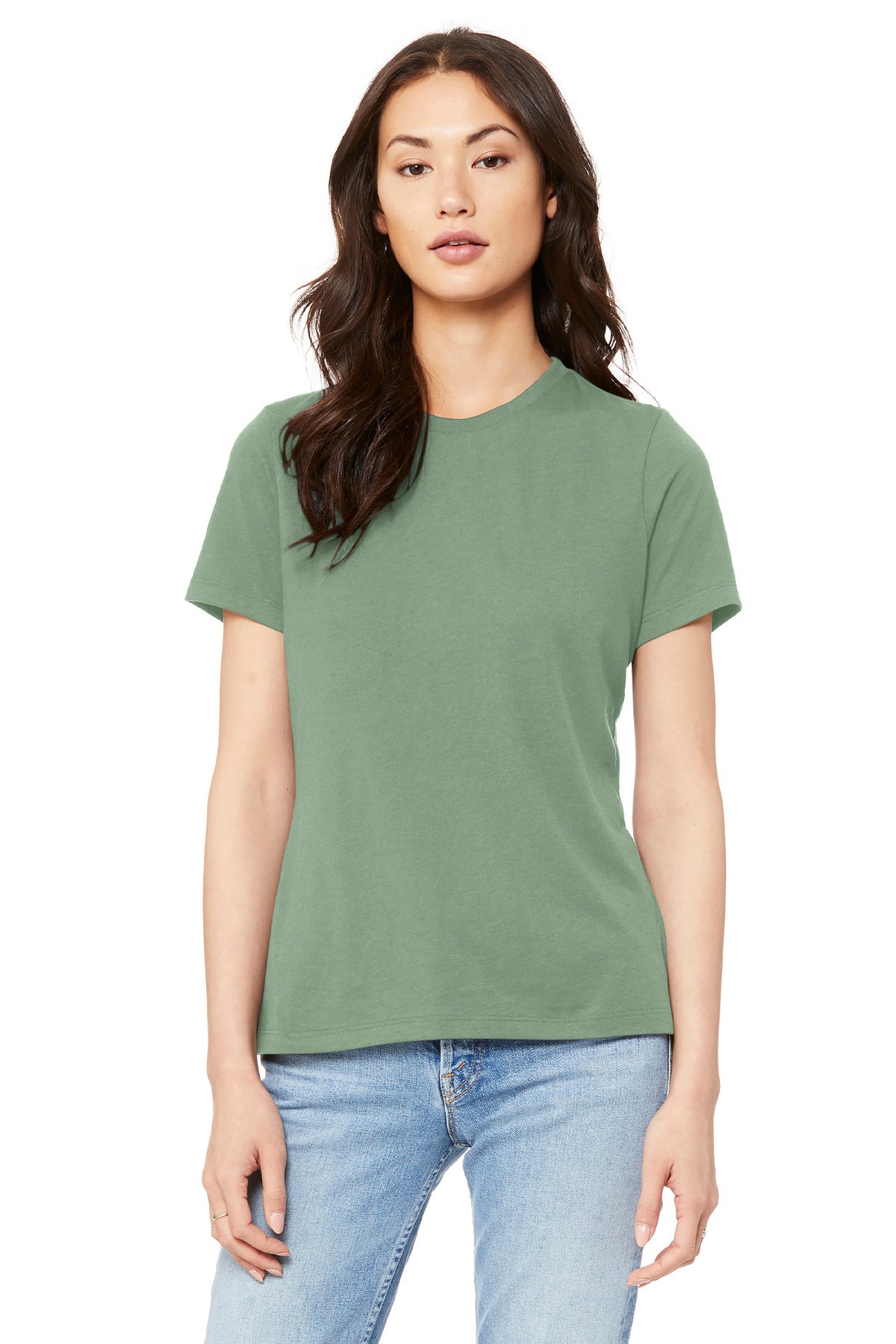 BELLA+CANVAS Women's Relaxed Jersey Short Sleeve Tee. BC6400 - Sage - front