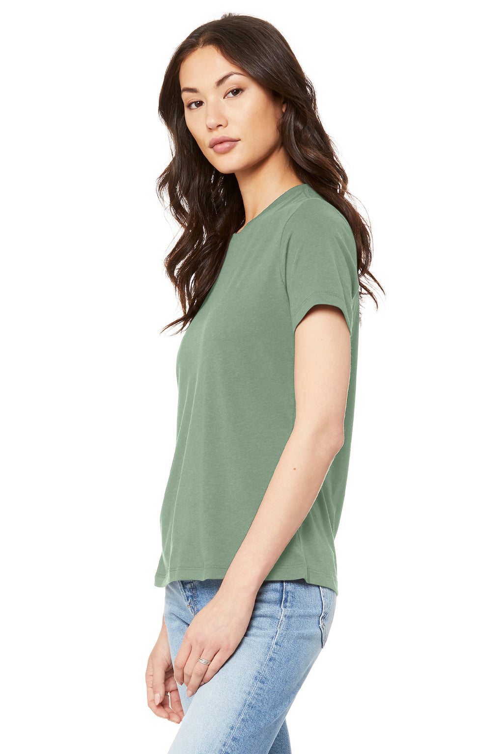 BELLA+CANVAS Women's Relaxed Jersey Short Sleeve Tee. BC6400 - Sage - side