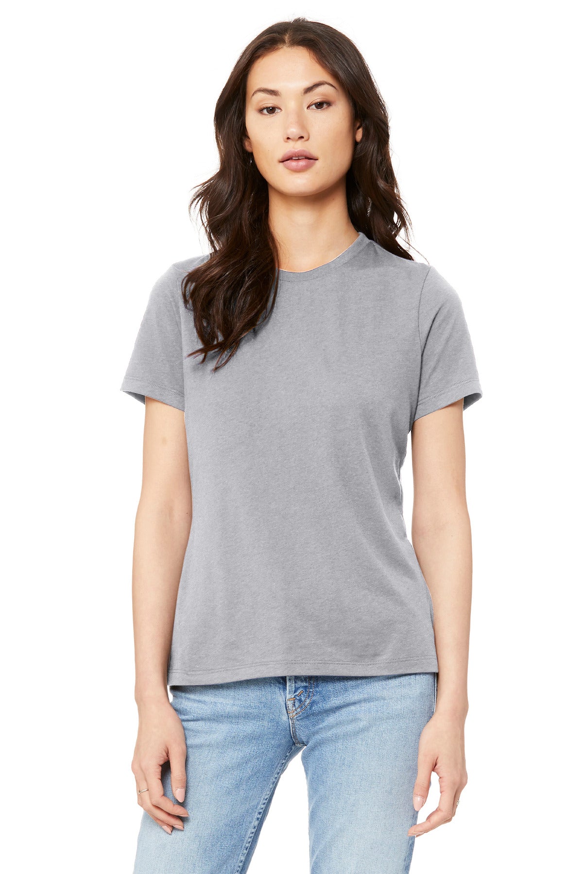 BELLA+CANVAS Women's Relaxed Jersey Short Sleeve Tee. BC6400 - Solid Athletic Grey - front