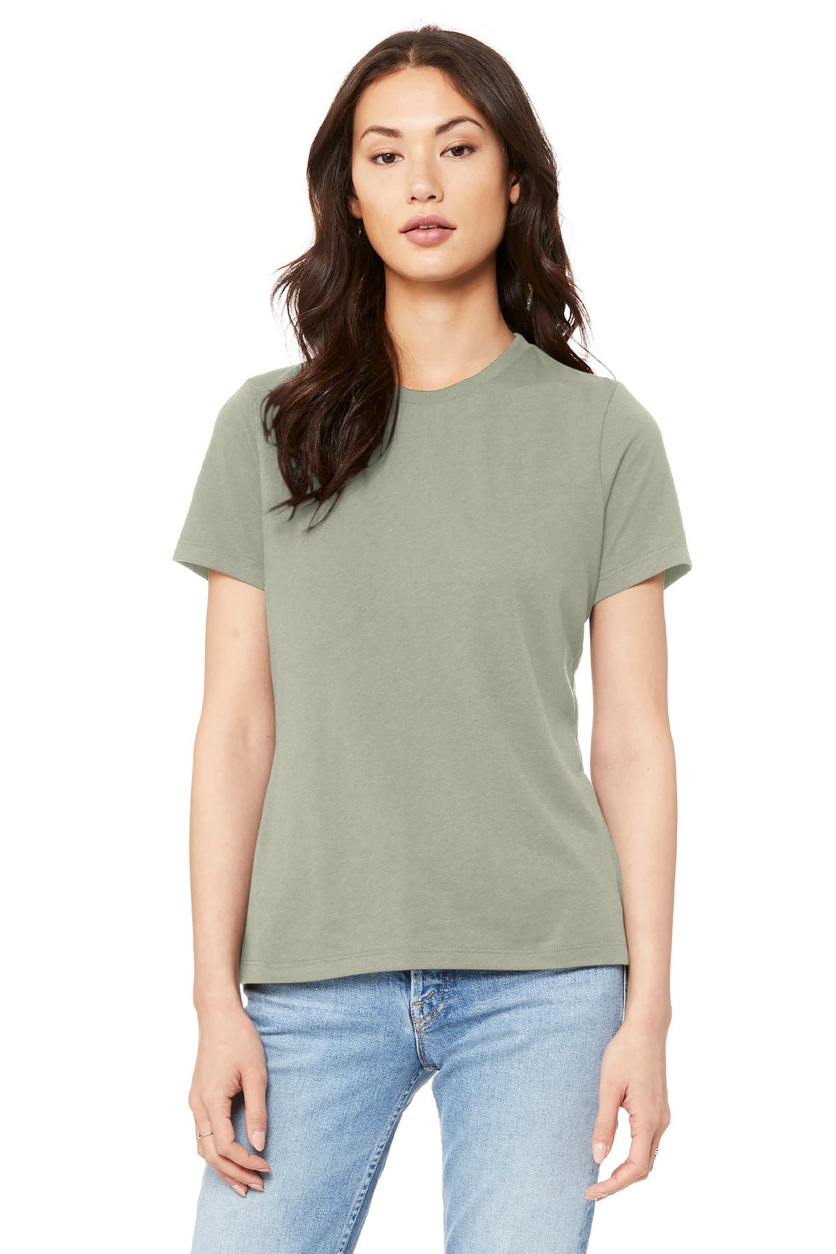BELLA+CANVAS Women's Relaxed Jersey Short Sleeve Tee. BC6400 - Thyme - front