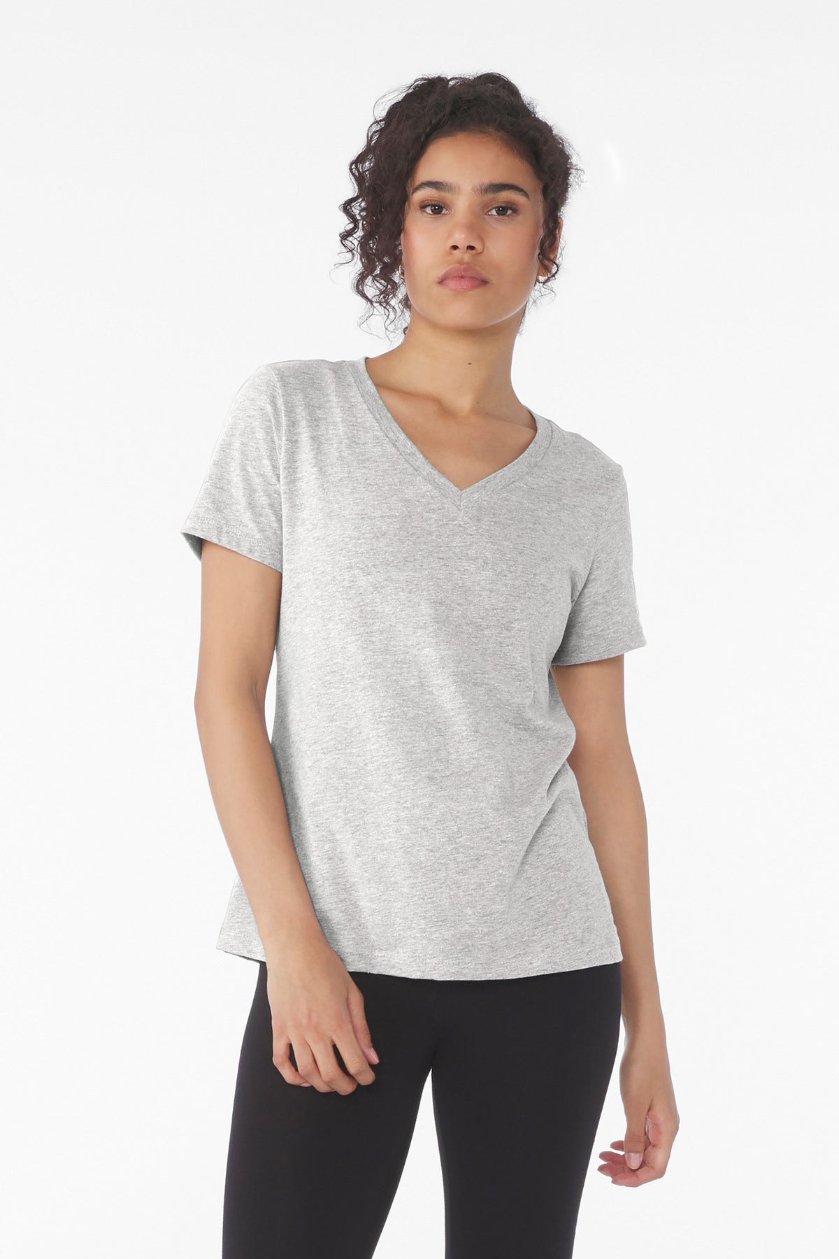 BELLA+CANVAS Women's Relaxed Heather CVC V-Neck Tee BC6405CVC - Athletic Heather - front