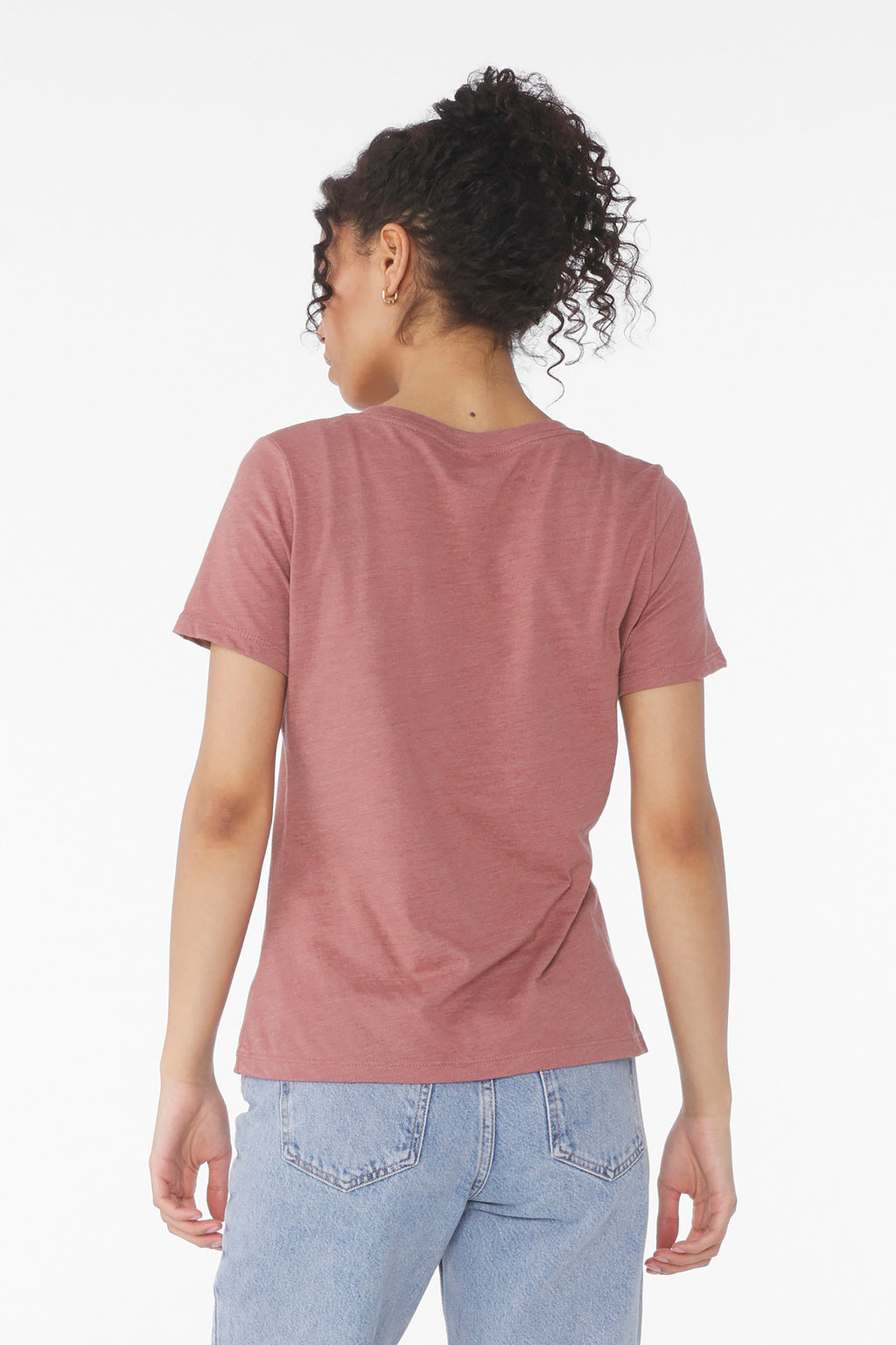 BELLA+CANVAS Women's Relaxed Heather CVC V-Neck Tee BC6405CVC - Heather Mauve - back
