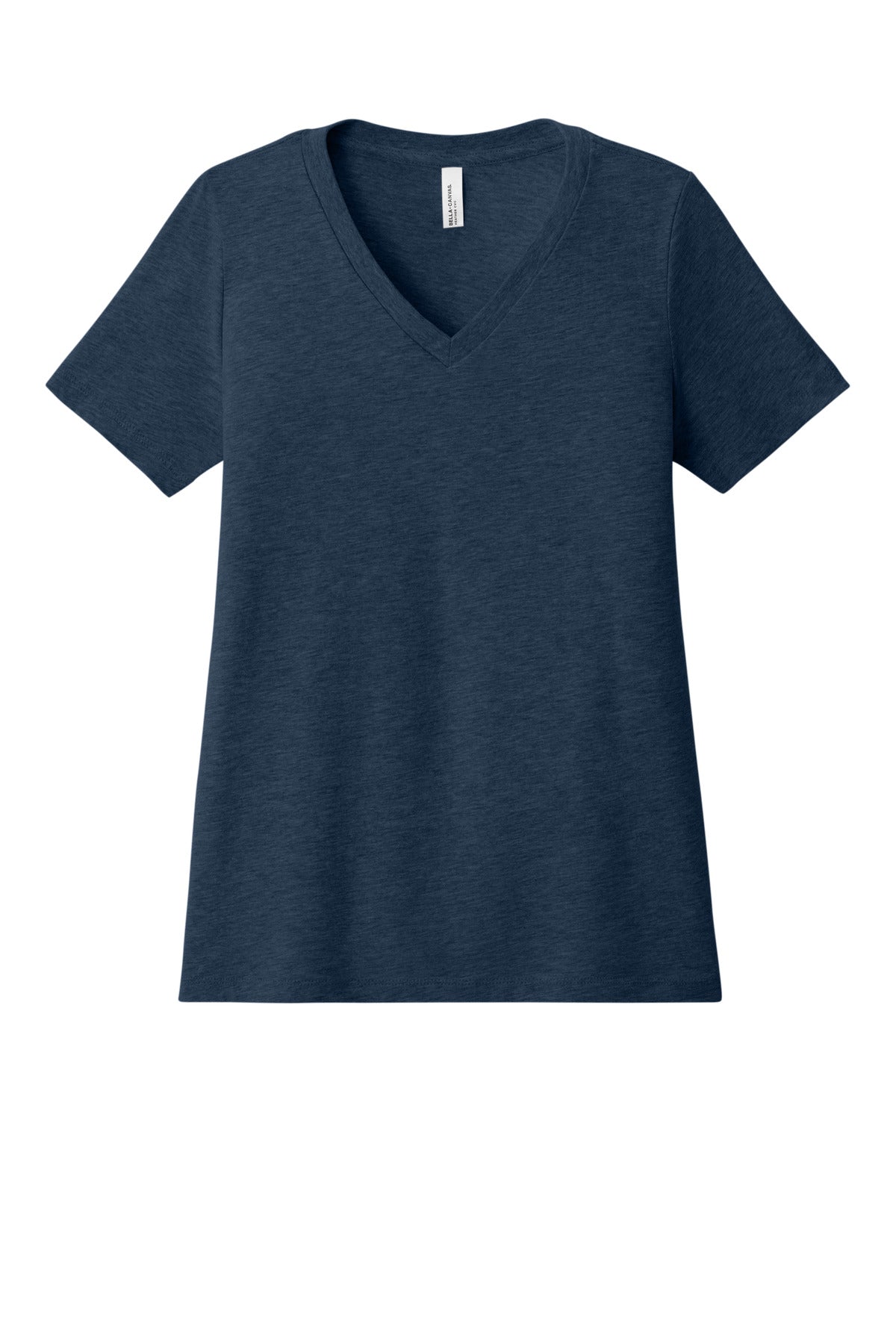 BELLA+CANVAS Women's Relaxed Heather CVC V-Neck Tee BC6405CVC - Heather Navy - front