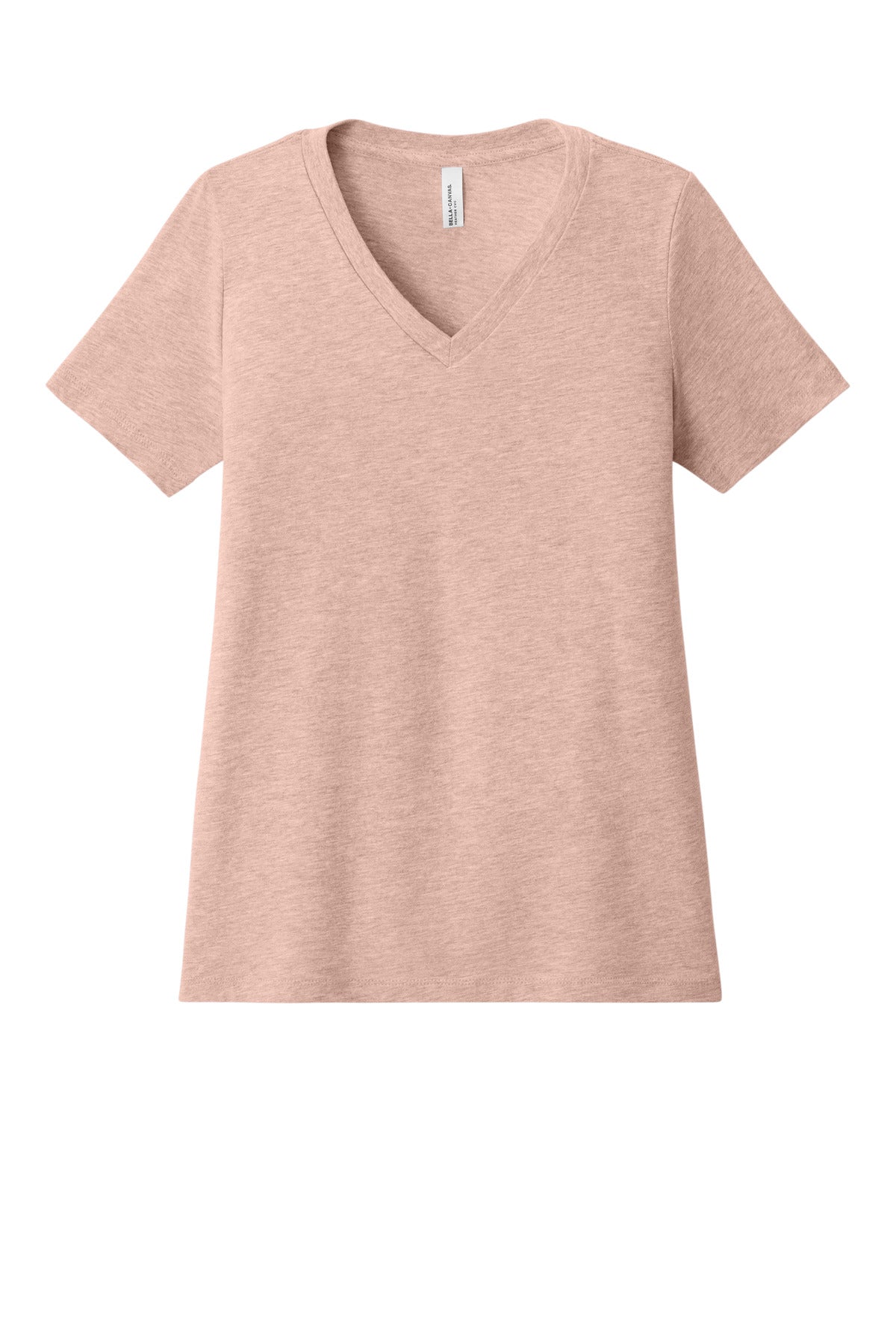 BELLA+CANVAS Women's Relaxed Heather CVC V-Neck Tee BC6405CVC - Heather Peach - front