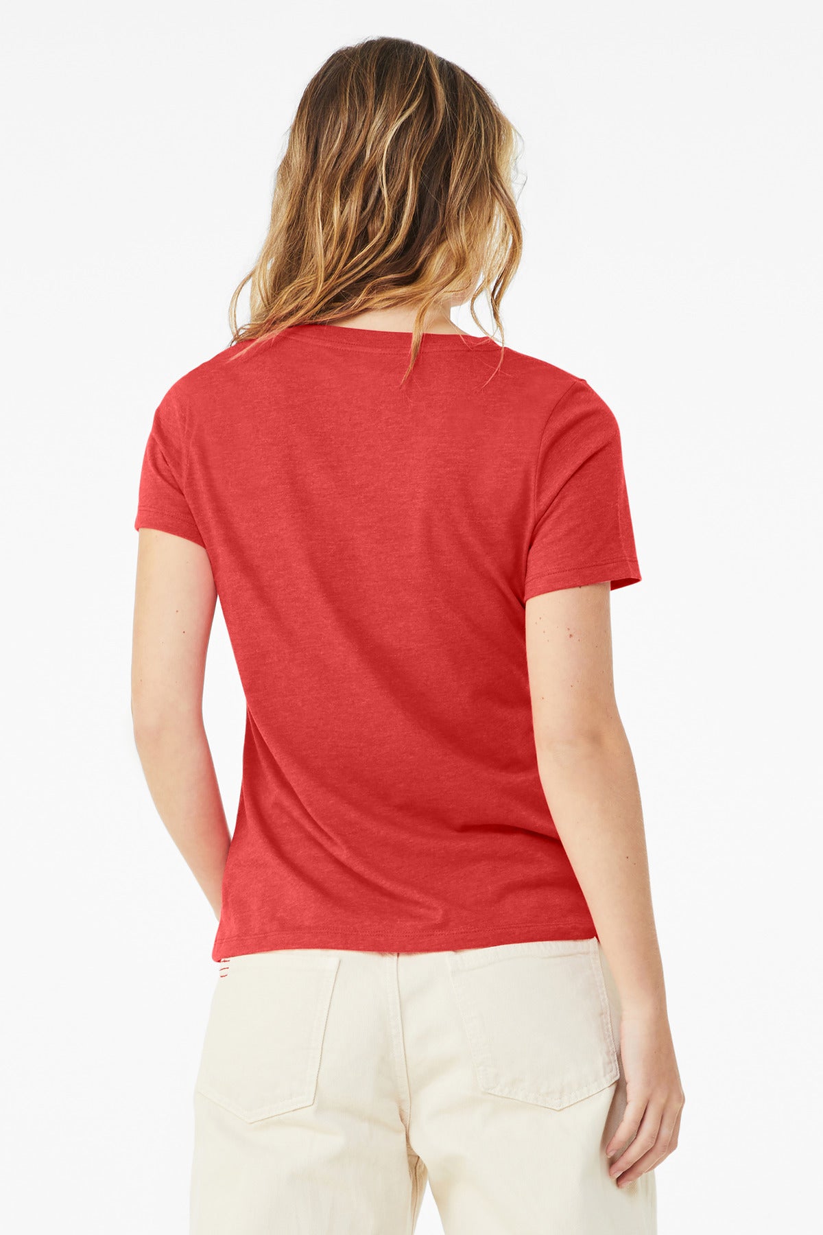 BELLA+CANVAS Women's Relaxed Heather CVC V-Neck Tee BC6405CVC - Heather Red - back