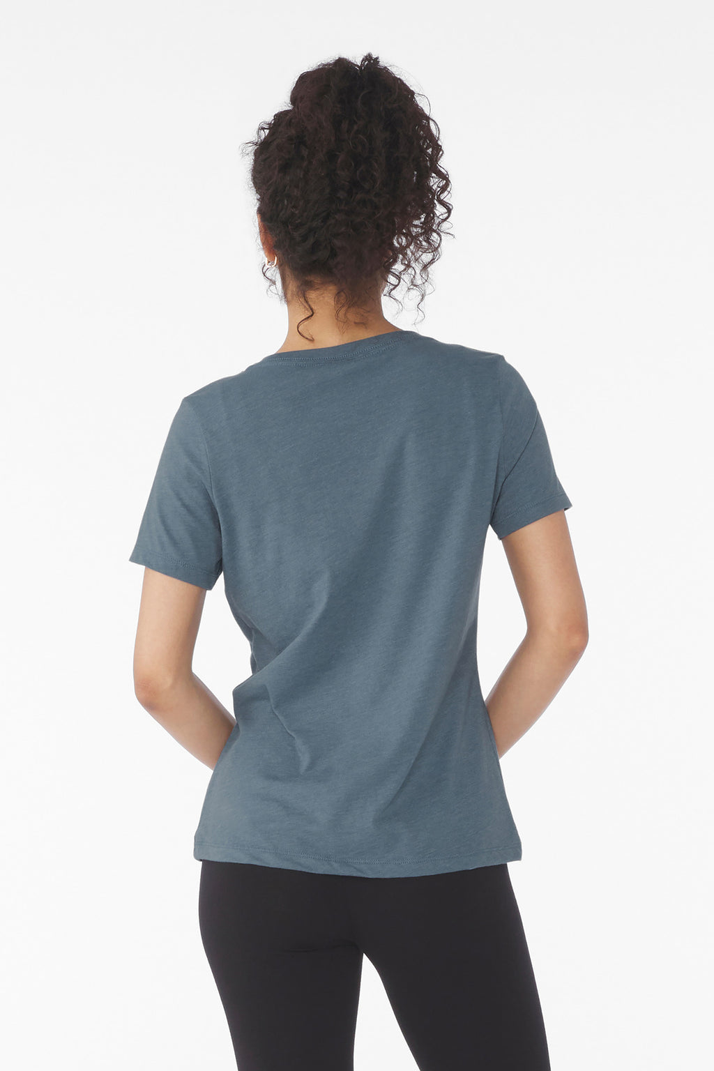 BELLA+CANVAS Women's Relaxed Heather CVC V-Neck Tee BC6405CVC - Heather Slate - back