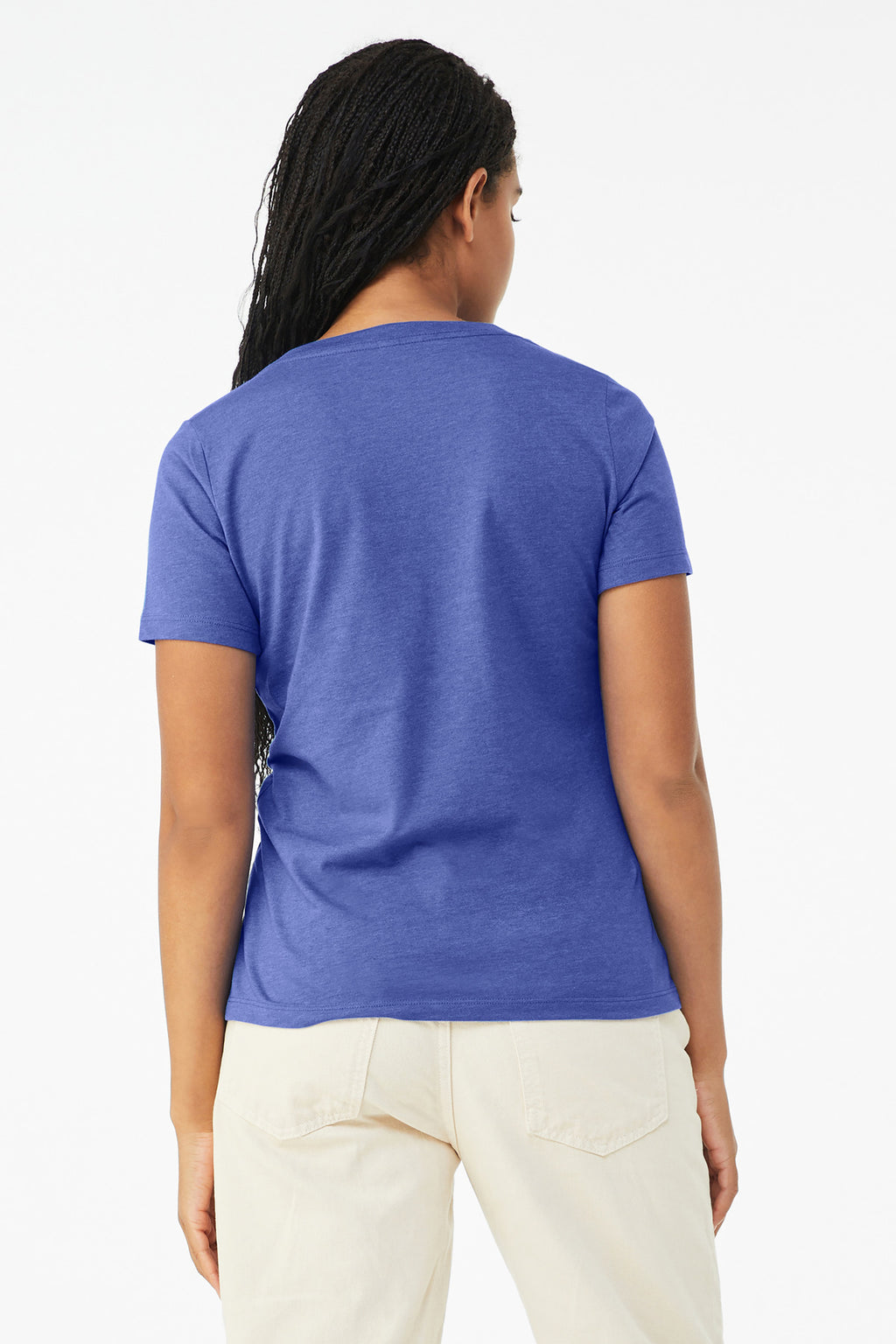BELLA+CANVAS Women's Relaxed Heather CVC V-Neck Tee BC6405CVC - Heather True Royal - back
