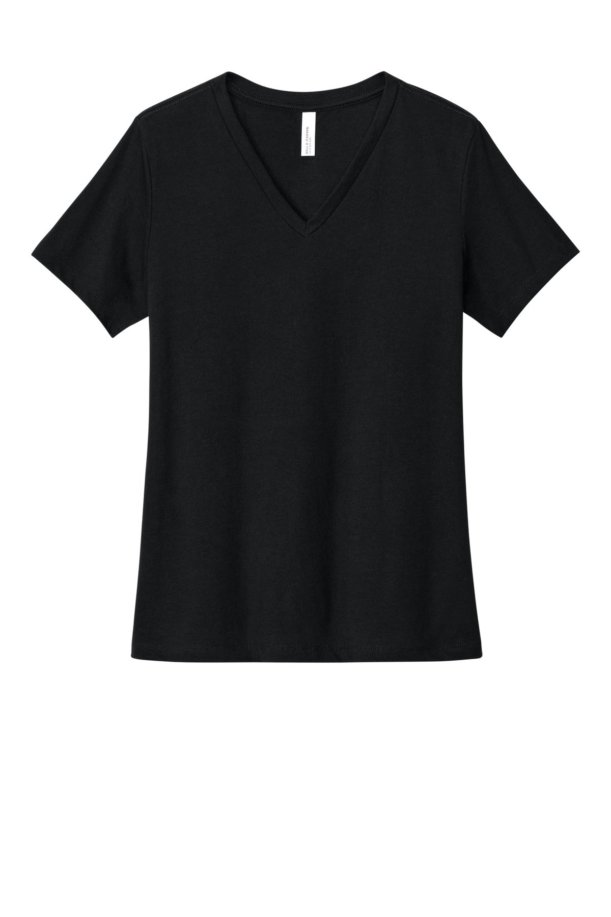 BELLA+CANVAS Women's Relaxed Heather CVC V-Neck Tee BC6405CVC - Solid Black Blend - front