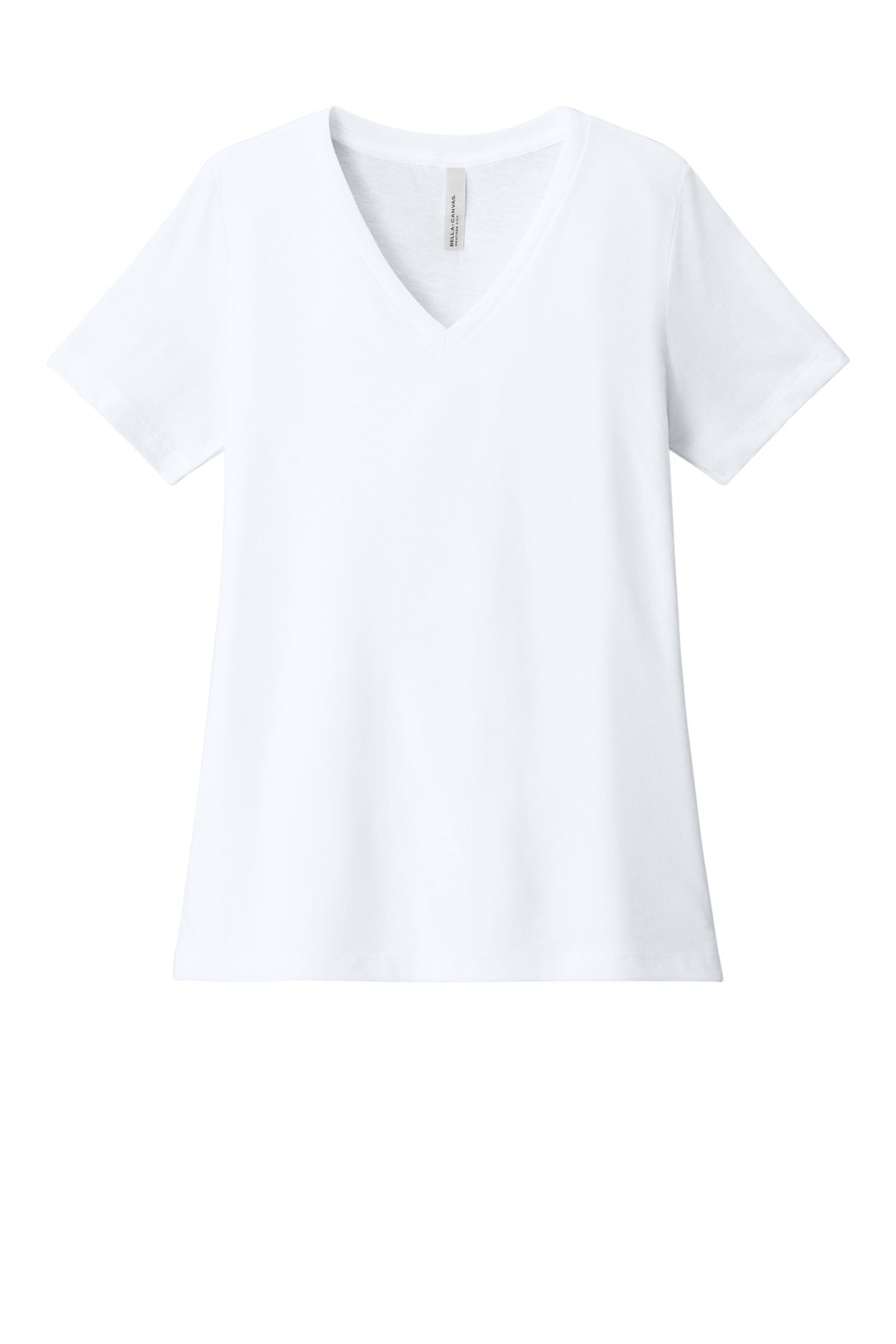 BELLA+CANVAS Women's Relaxed Heather CVC V-Neck Tee BC6405CVC - Solid White Blend - front