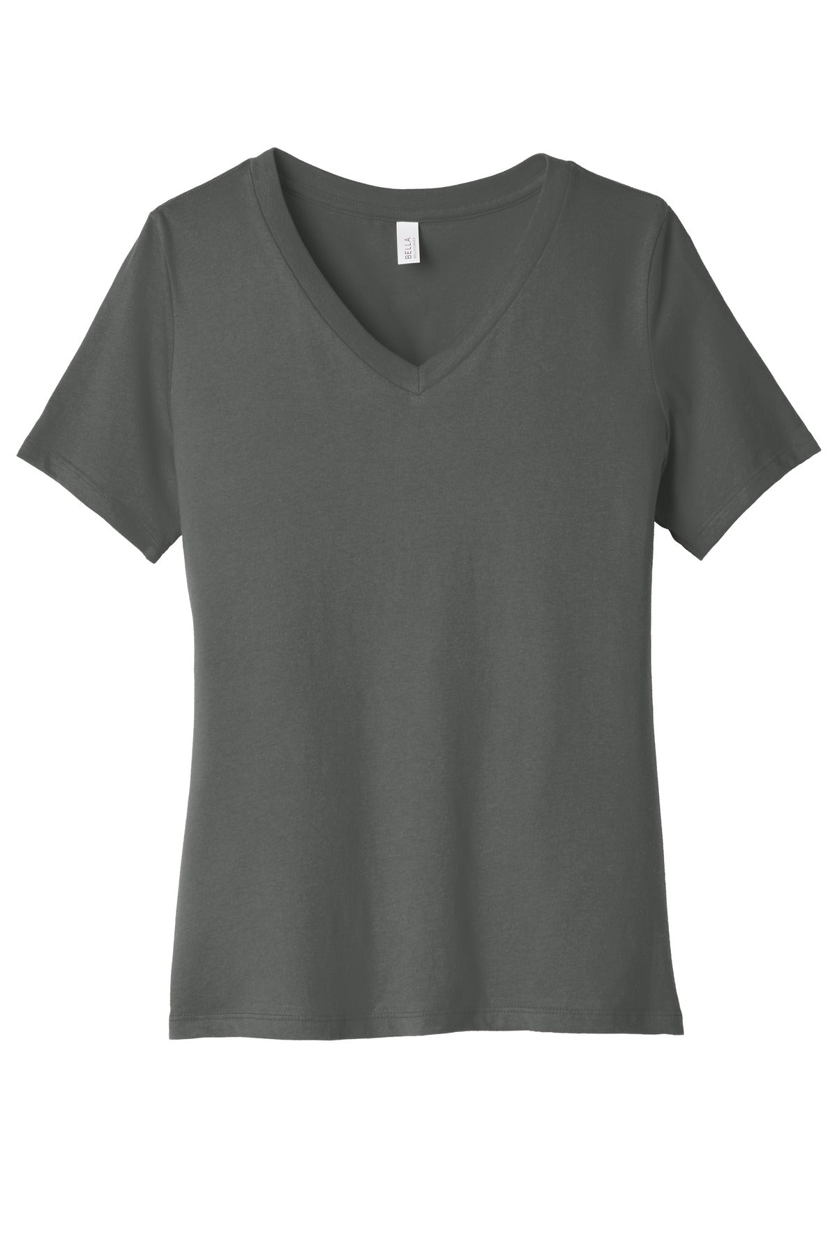 BELLA+CANVAS Women's Relaxed Jersey Short Sleeve V-Neck Tee. BC6405 - Asphalt - front