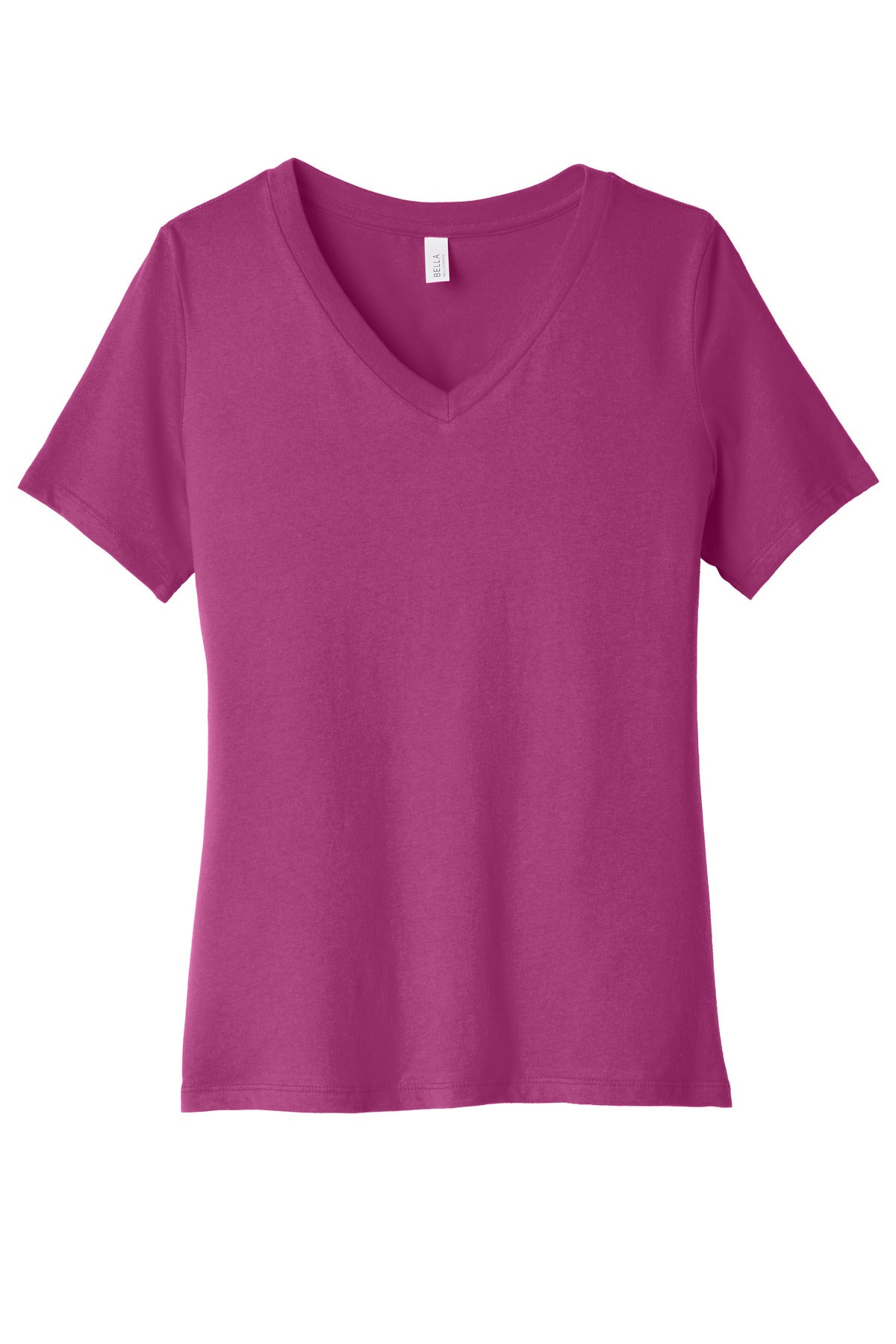 BELLA+CANVAS Women's Relaxed Jersey Short Sleeve V-Neck Tee. BC6405 - Berry - front