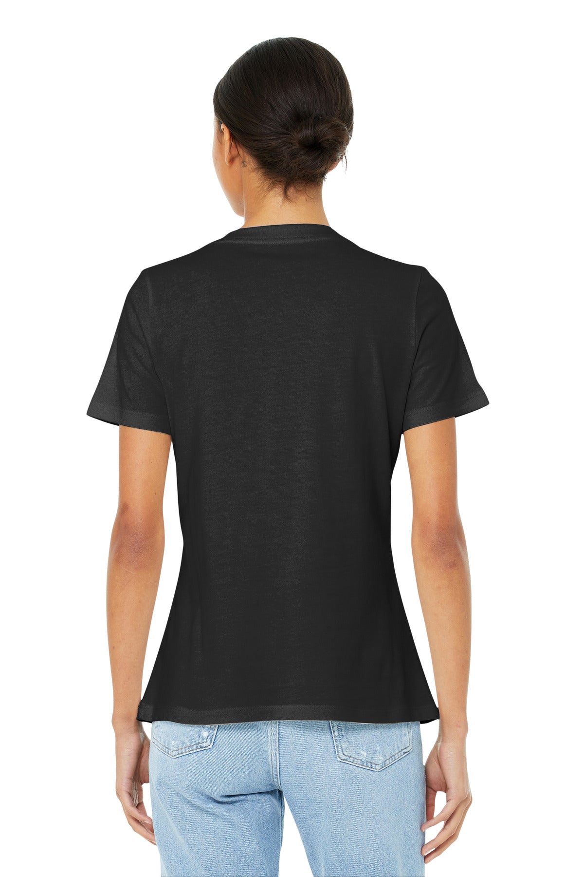 BELLA+CANVAS Women's Relaxed Jersey Short Sleeve V-Neck Tee. BC6405 - Black - back