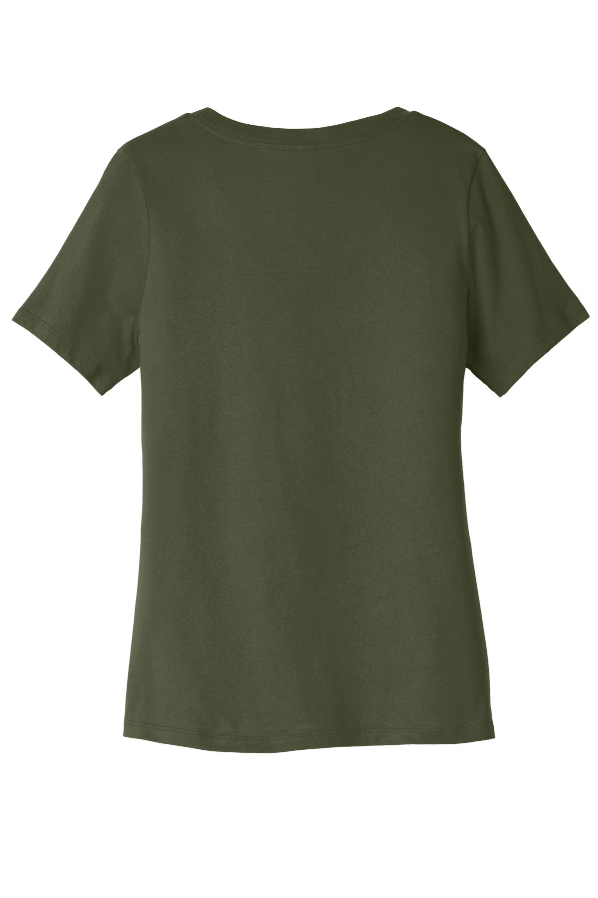 BELLA+CANVAS Women's Relaxed Jersey Short Sleeve V-Neck Tee. BC6405 - Military Green - back