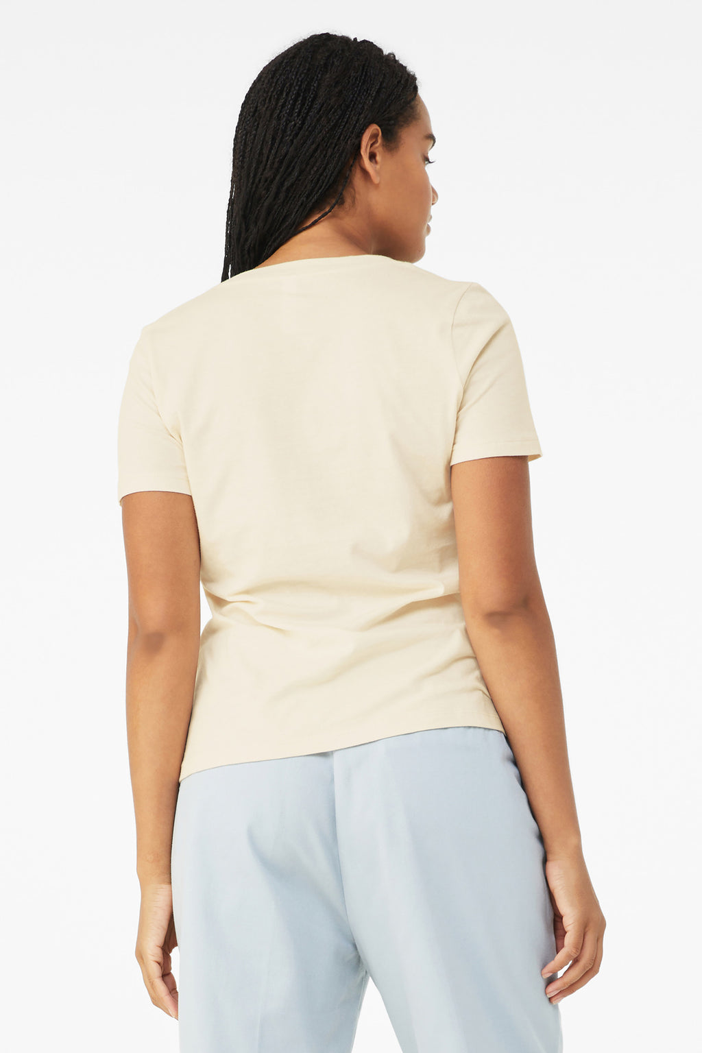 BELLA+CANVAS Women's Relaxed Jersey Short Sleeve V-Neck Tee. BC6405 - Natural - back