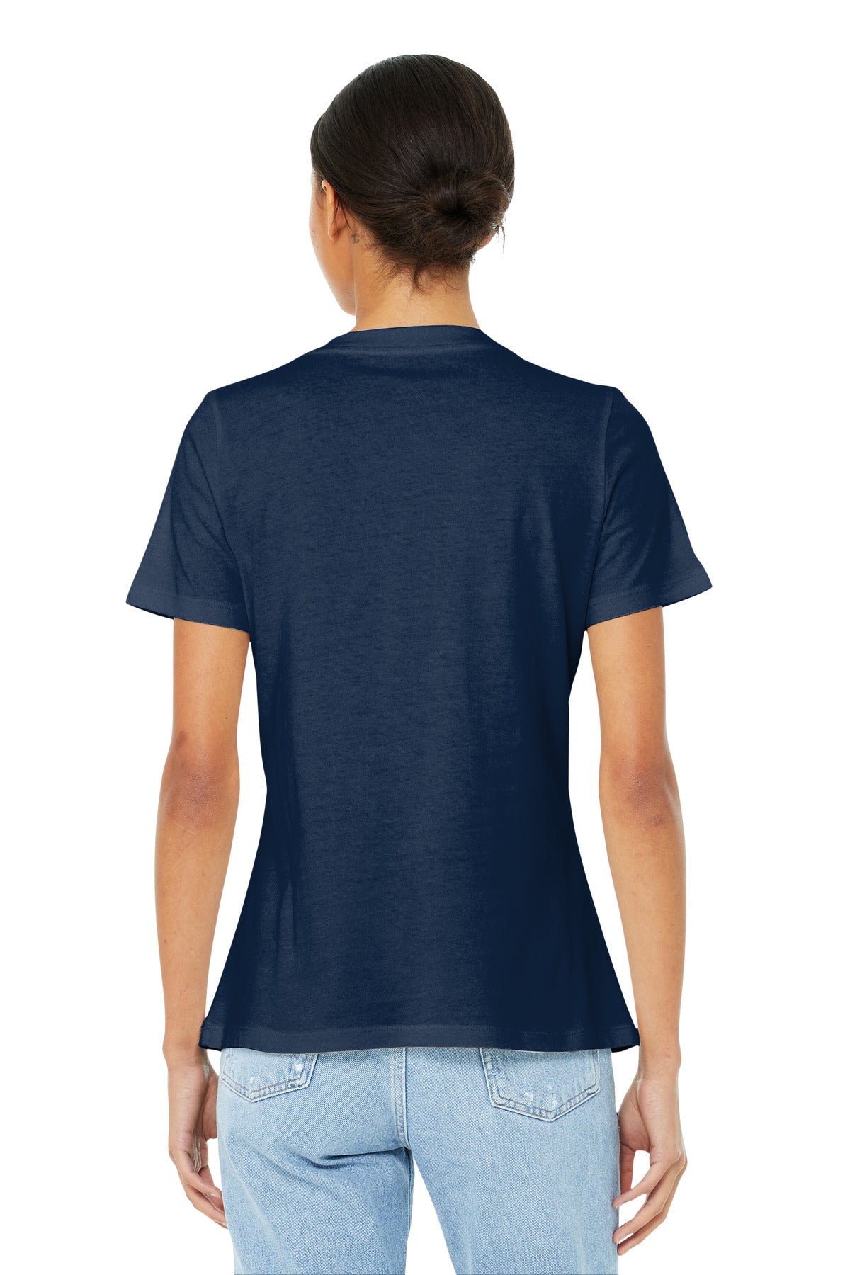 BELLA+CANVAS Women's Relaxed Jersey Short Sleeve V-Neck Tee. BC6405 - Navy - back
