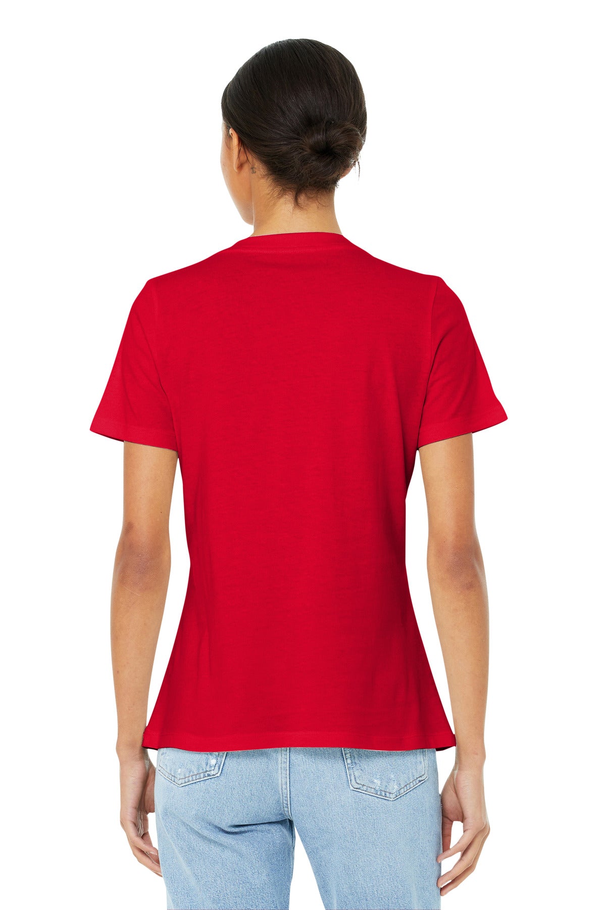 BELLA+CANVAS Women's Relaxed Jersey Short Sleeve V-Neck Tee. BC6405 - Red - back
