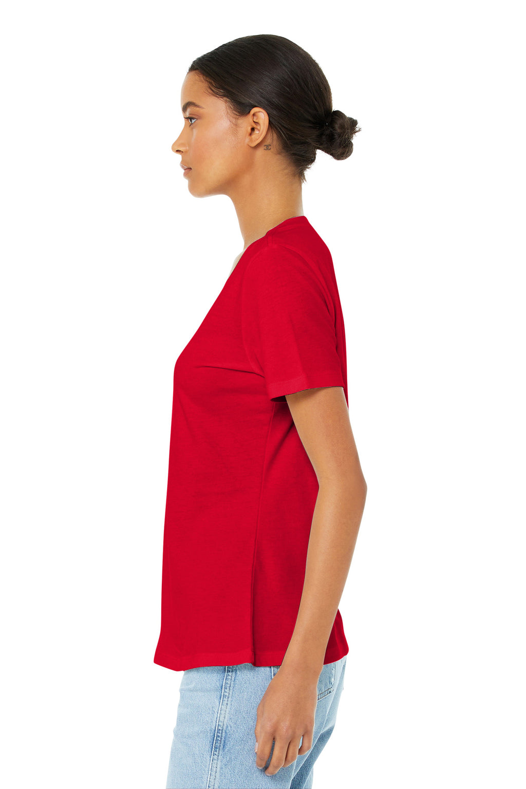 BELLA+CANVAS Women's Relaxed Jersey Short Sleeve V-Neck Tee. BC6405 - Red - side