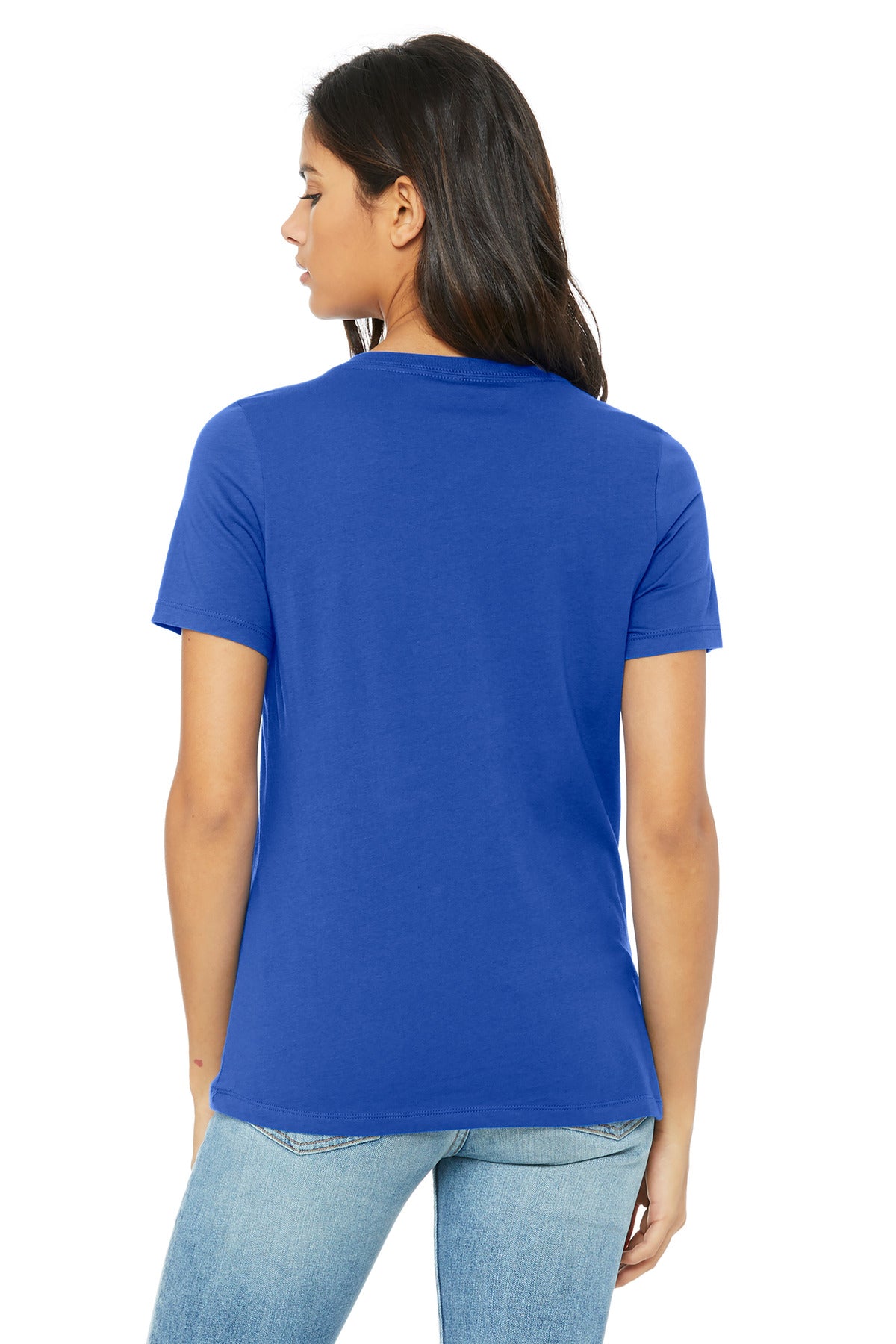 BELLA+CANVAS Women's Relaxed Jersey Short Sleeve V-Neck Tee. BC6405 - True Royal - back