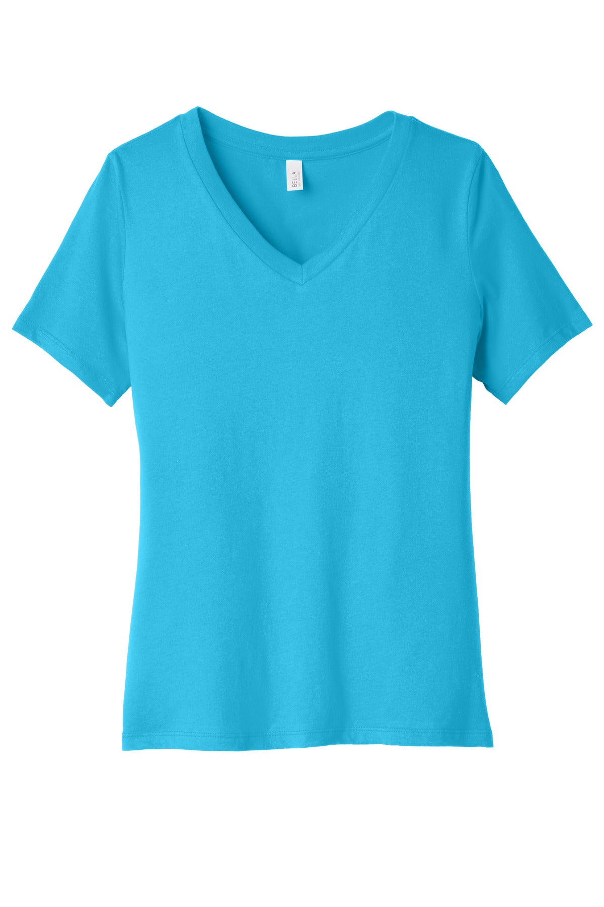 BELLA+CANVAS Women's Relaxed Jersey Short Sleeve V-Neck Tee. BC6405 - Turquoise - front