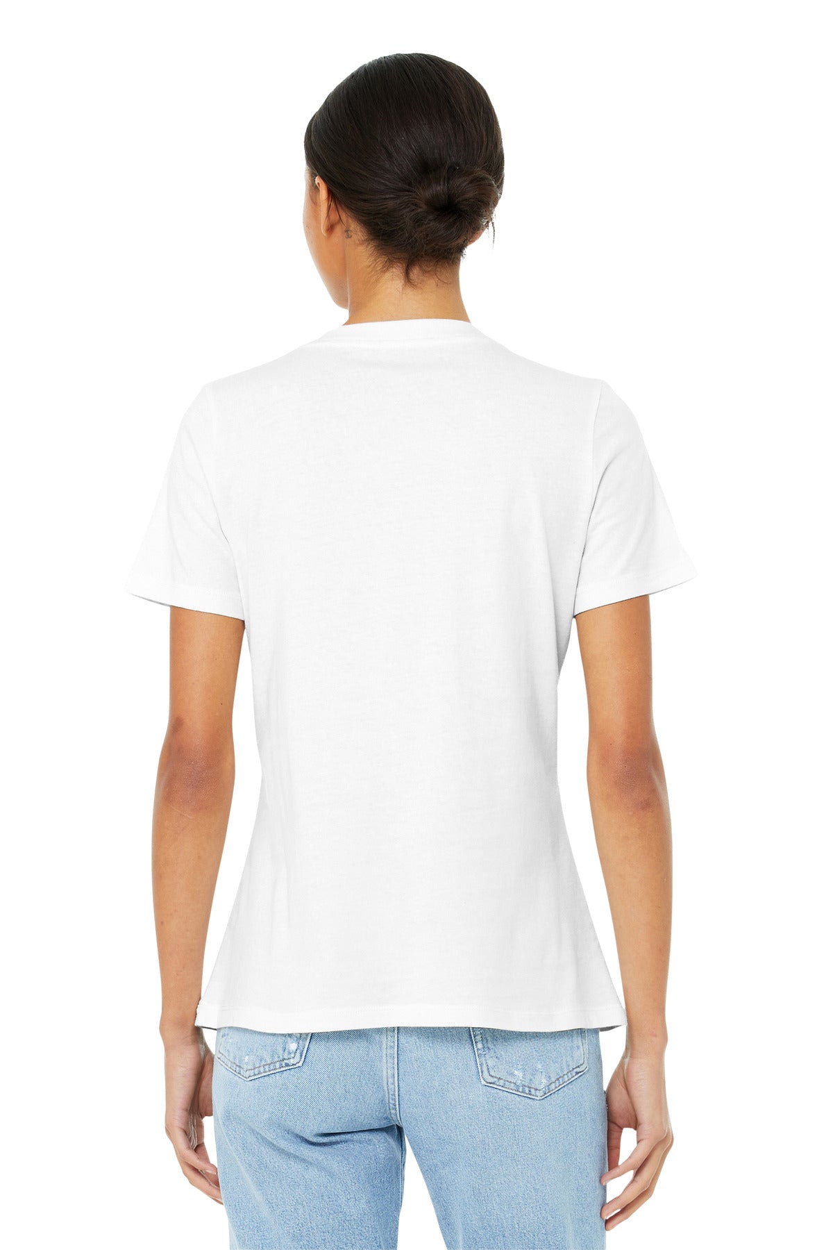 BELLA+CANVAS Women's Relaxed Jersey Short Sleeve V-Neck Tee. BC6405 - White - back