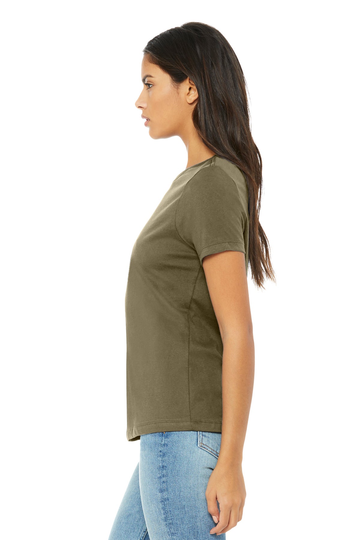 BELLA+CANVAS Women's Relaxed Triblend Tee BC6413 - Olive Triblend - side
