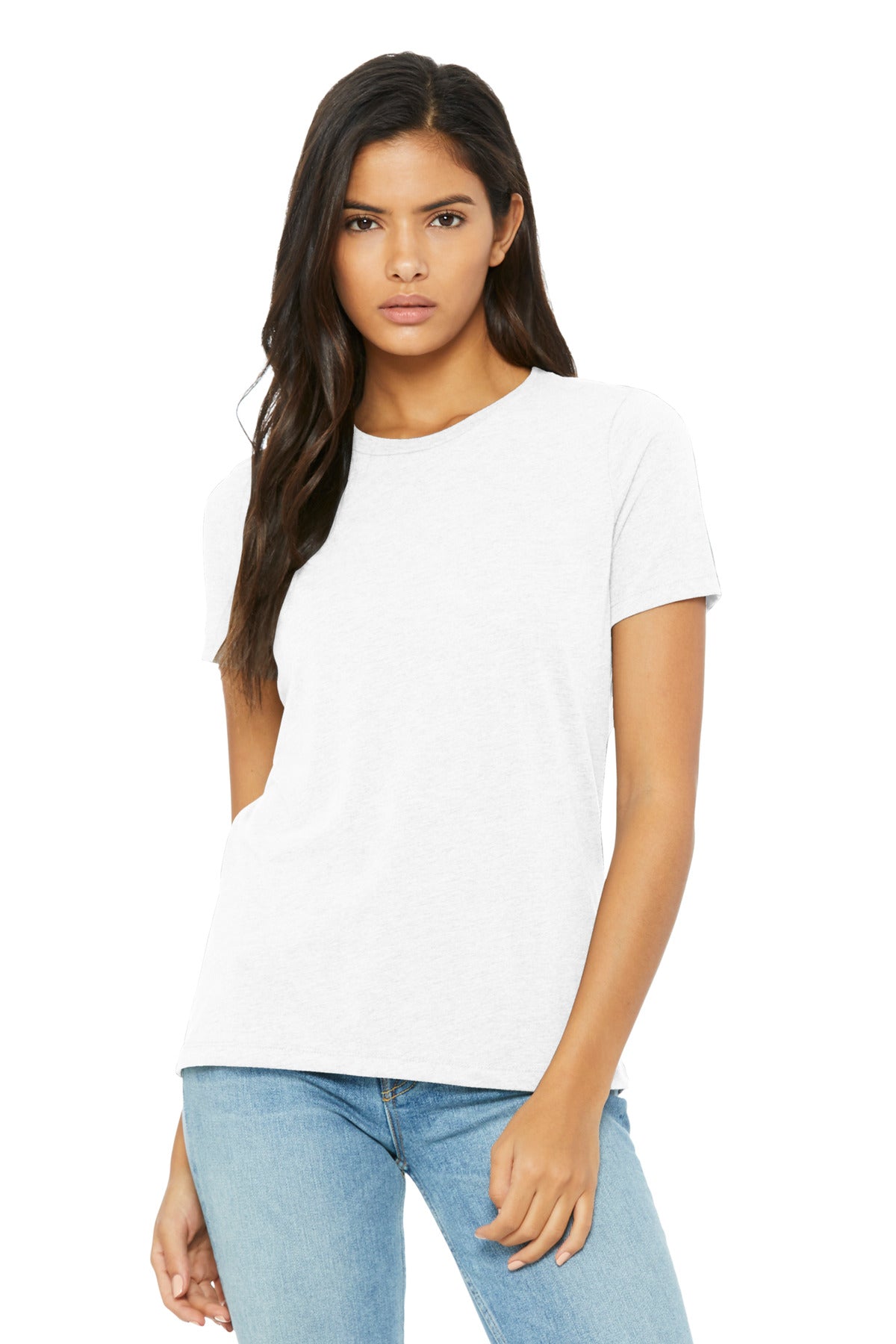 BELLA+CANVAS Women's Relaxed Triblend Tee BC6413 - Solid White Triblend - front