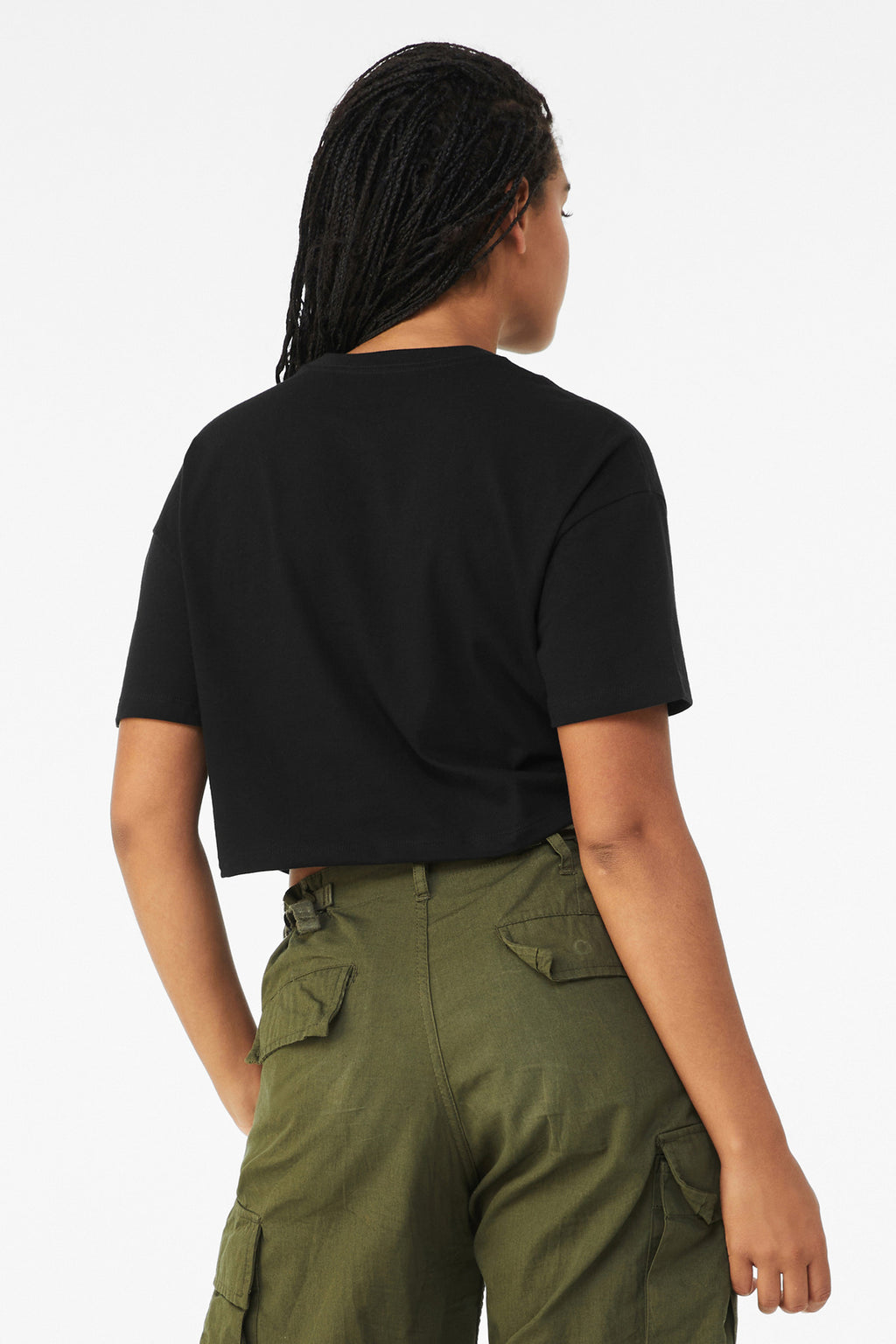BELLA+CANVAS Women's Jersey Crop Tee BC6482 - Black - back