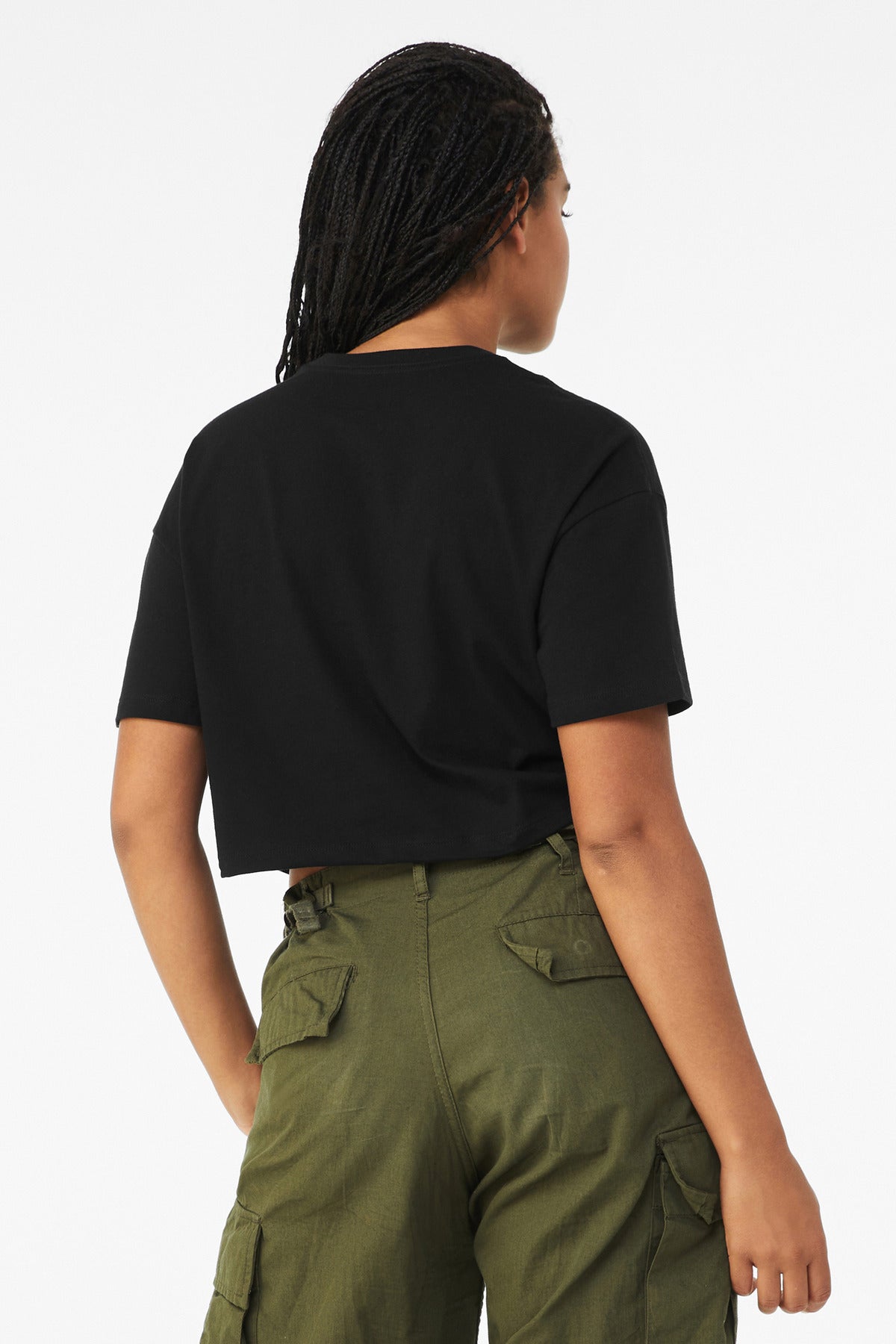 BELLA+CANVAS Women's Jersey Crop Tee BC6482 - Black - back