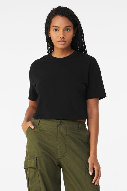 BELLA+CANVAS Women's Jersey Crop Tee BC6482 - Black - front