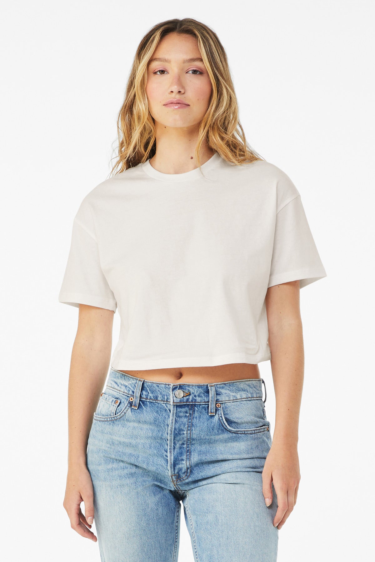 BELLA+CANVAS Women's Jersey Crop Tee BC6482 - Vintage White - front