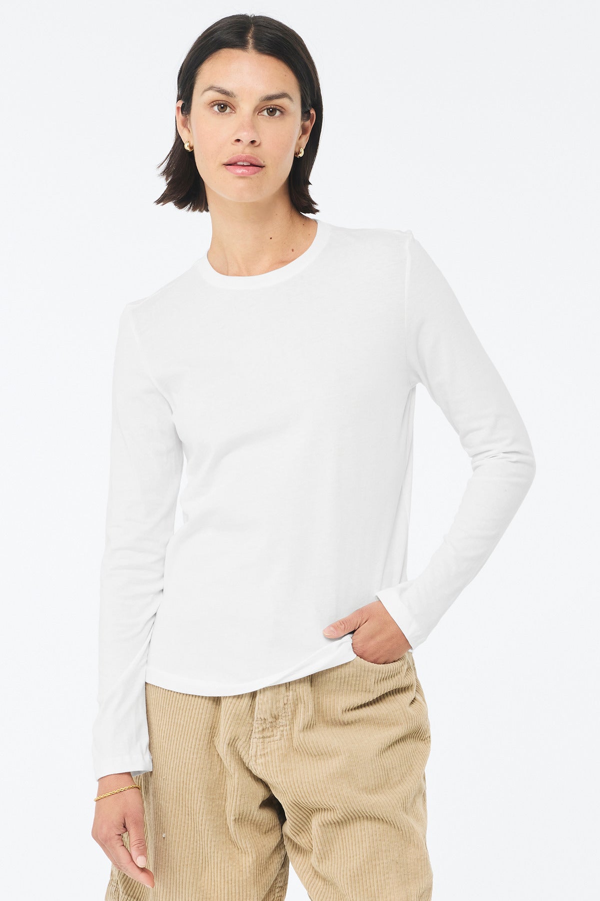 BELLA+CANVAS Women's Jersey Long Sleeve Tee BC6500 - White - front