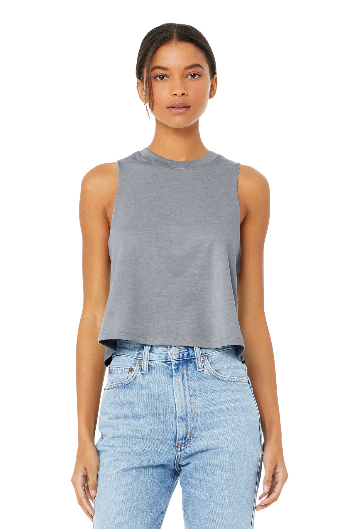 BELLA+CANVAS Women's Racerback Cropped Tank. BC6682 - Athletic Heather - front