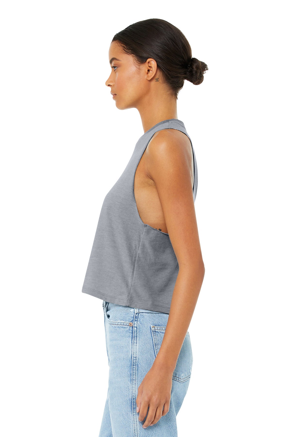 BELLA+CANVAS Women's Racerback Cropped Tank. BC6682 - Athletic Heather - side