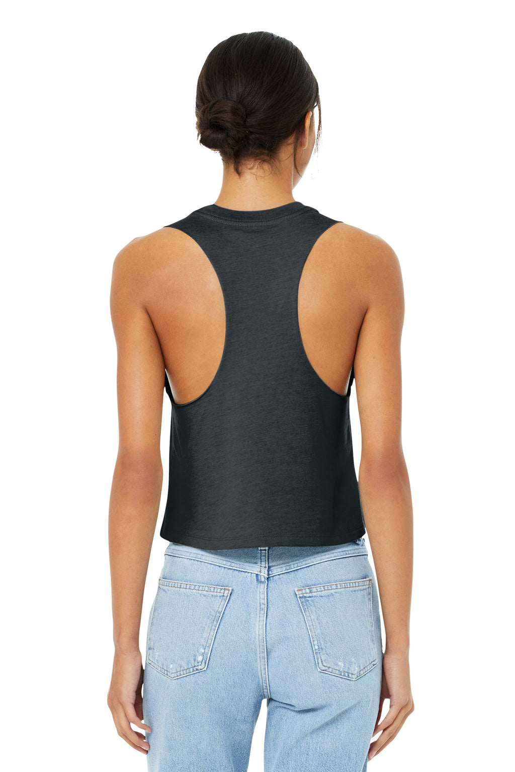 BELLA+CANVAS Women's Racerback Cropped Tank. BC6682 - Dark Grey Heather - back