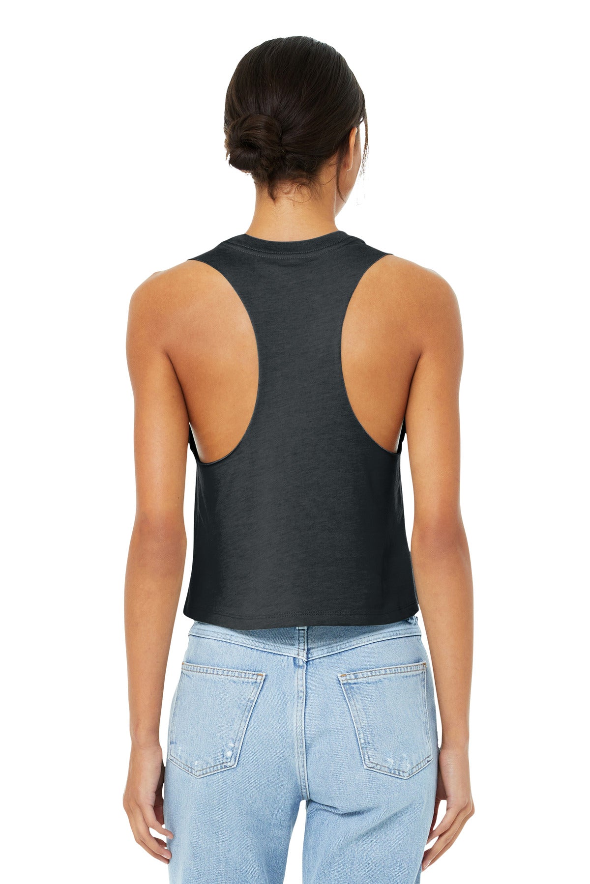 BELLA+CANVAS Women's Racerback Cropped Tank. BC6682 - Dark Grey Heather - back