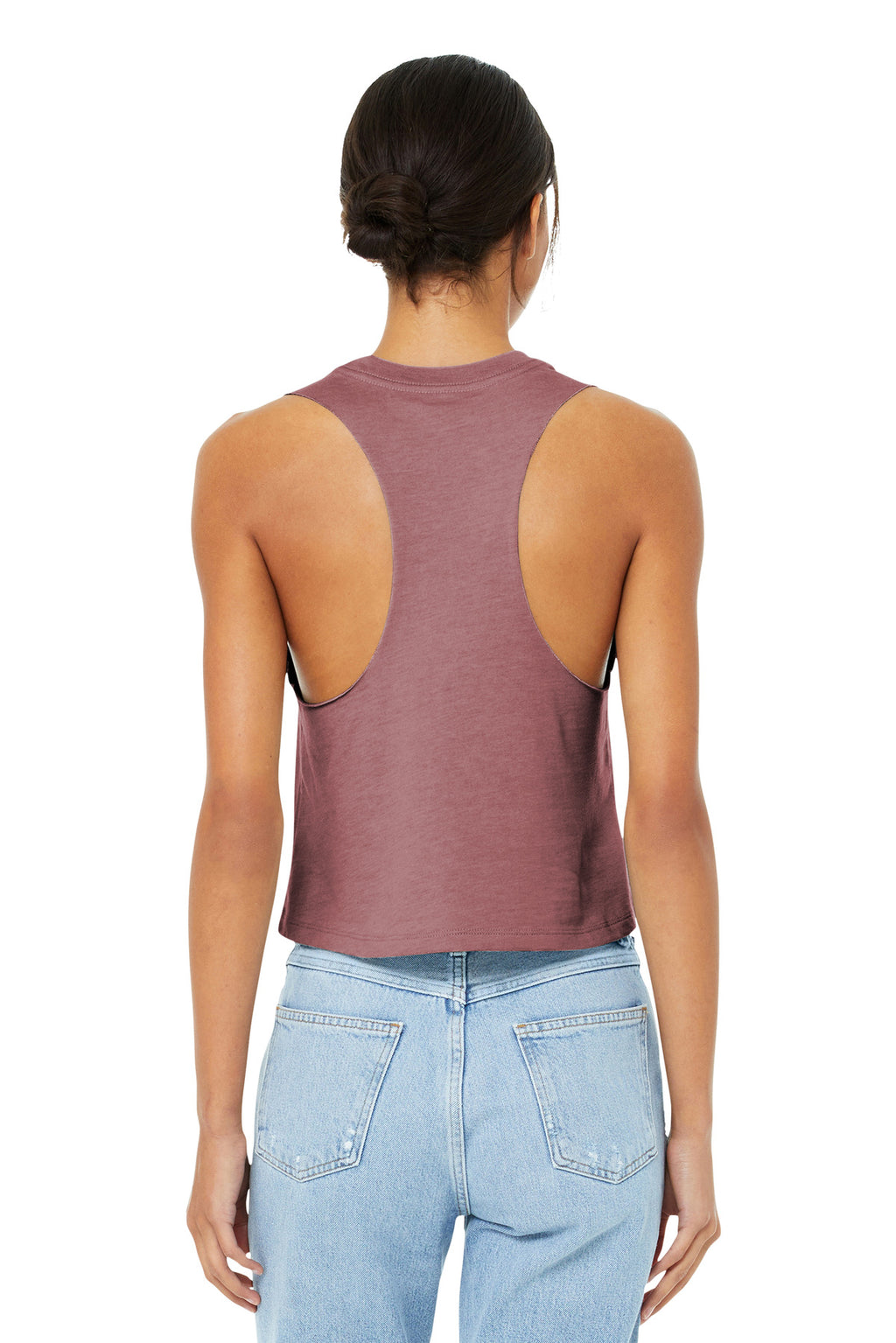 BELLA+CANVAS Women's Racerback Cropped Tank. BC6682 - Heather Mauve - back