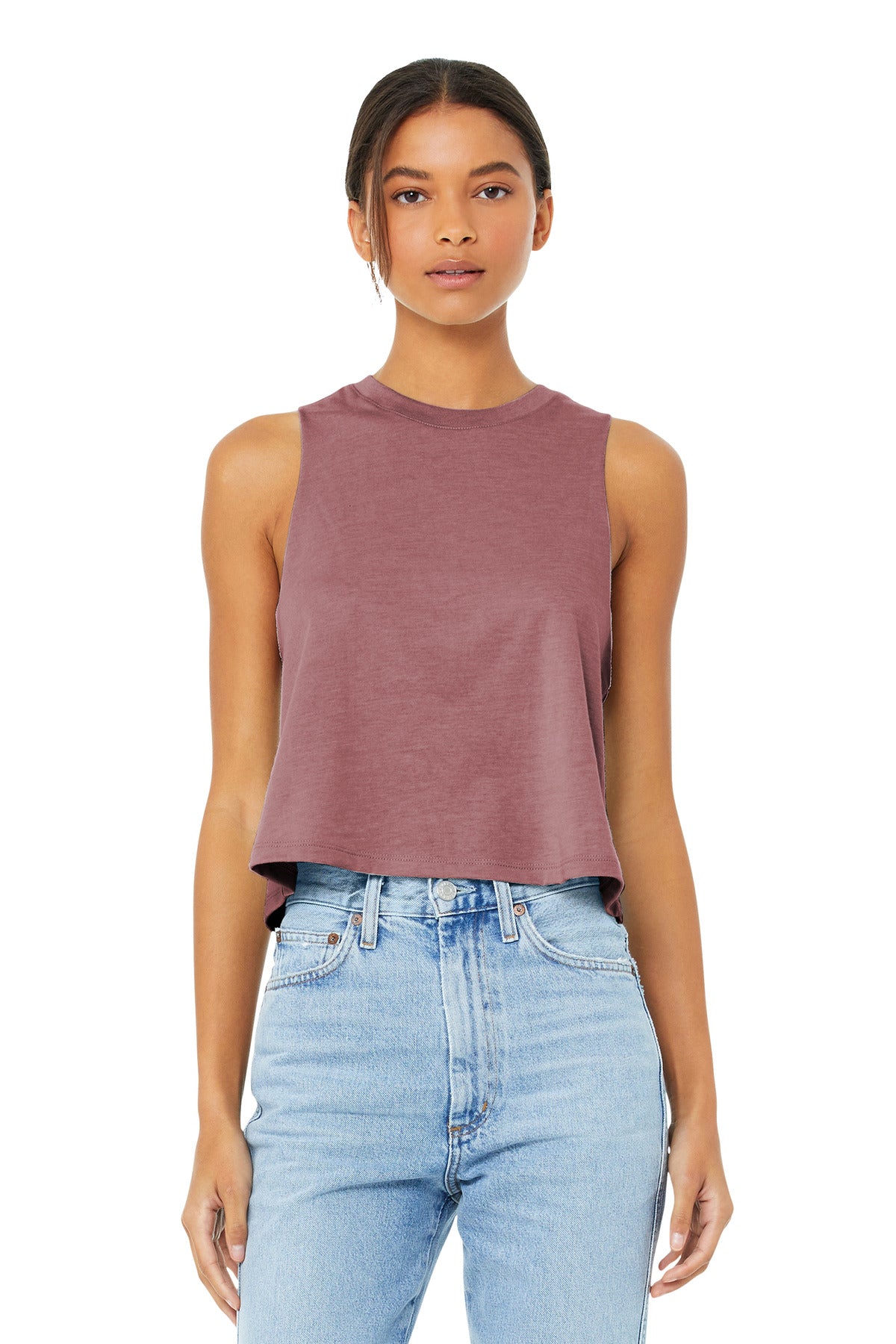 BELLA+CANVAS Women's Racerback Cropped Tank. BC6682 - Heather Mauve - front