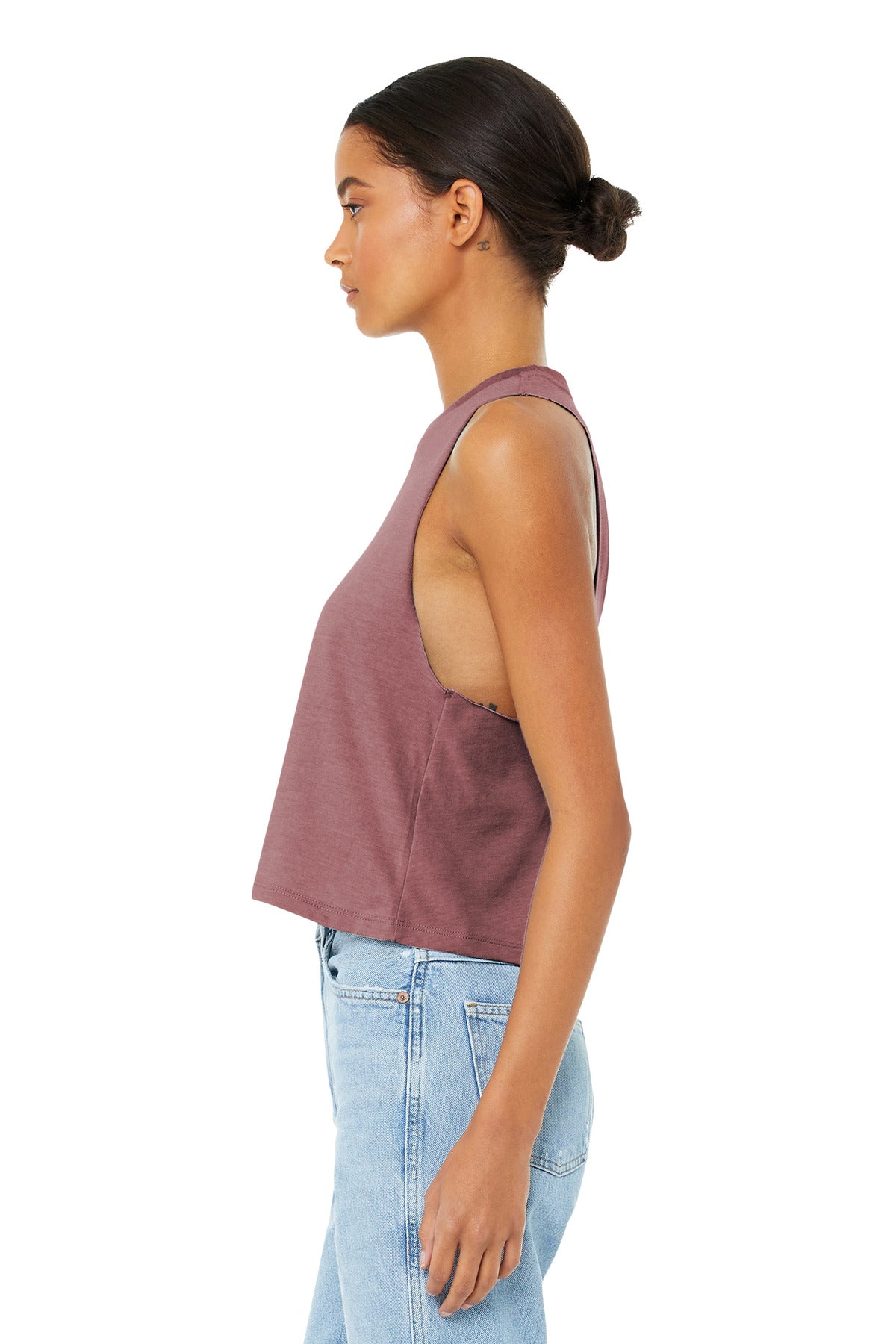BELLA+CANVAS Women's Racerback Cropped Tank. BC6682 - Heather Mauve - side