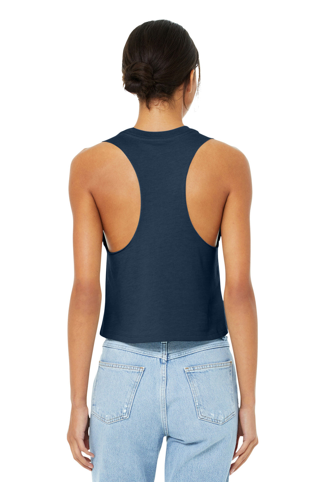 BELLA+CANVAS Women's Racerback Cropped Tank. BC6682 - Heather Navy - back