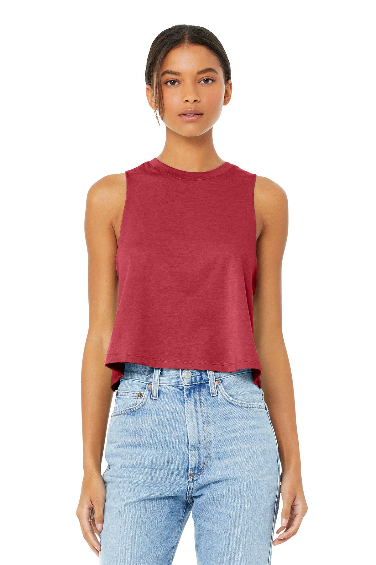 BELLA+CANVAS Women's Racerback Cropped Tank. BC6682 - Heather Red - front