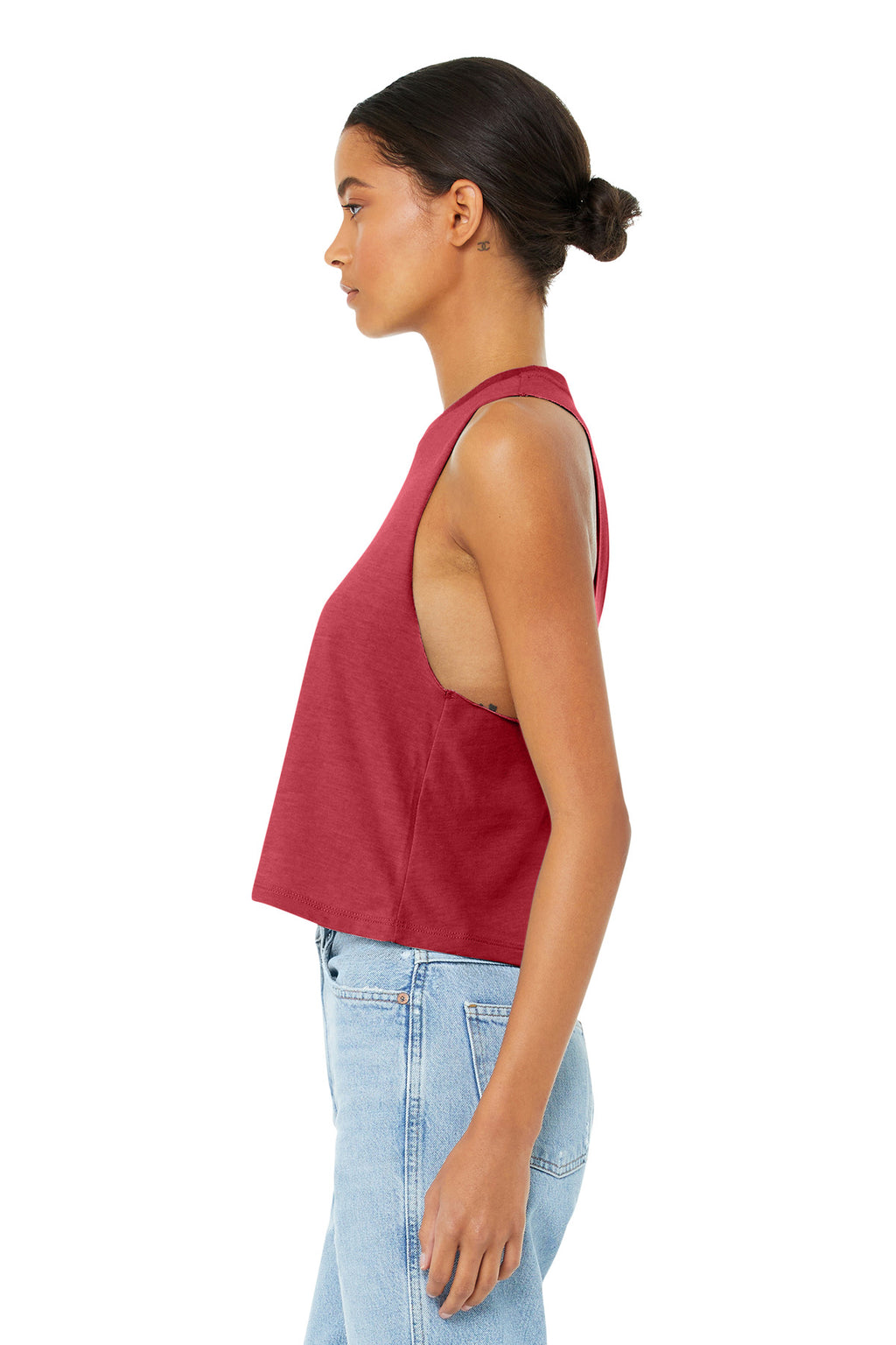 BELLA+CANVAS Women's Racerback Cropped Tank. BC6682 - Heather Red - side