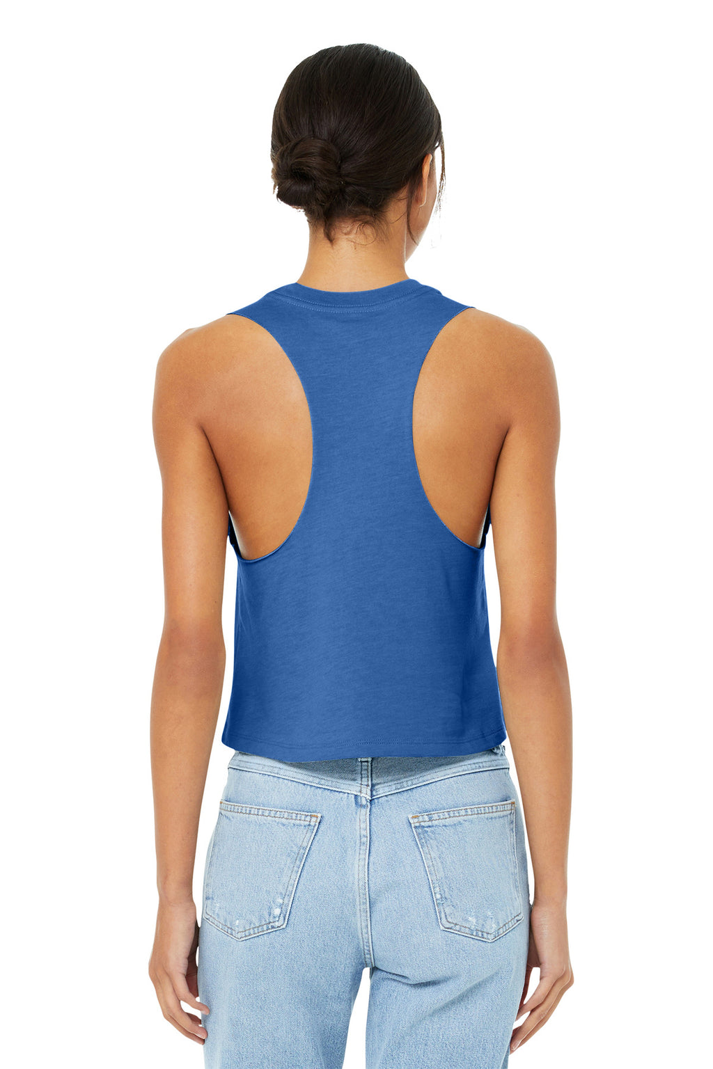 BELLA+CANVAS Women's Racerback Cropped Tank. BC6682 - Heather True Royal - back
