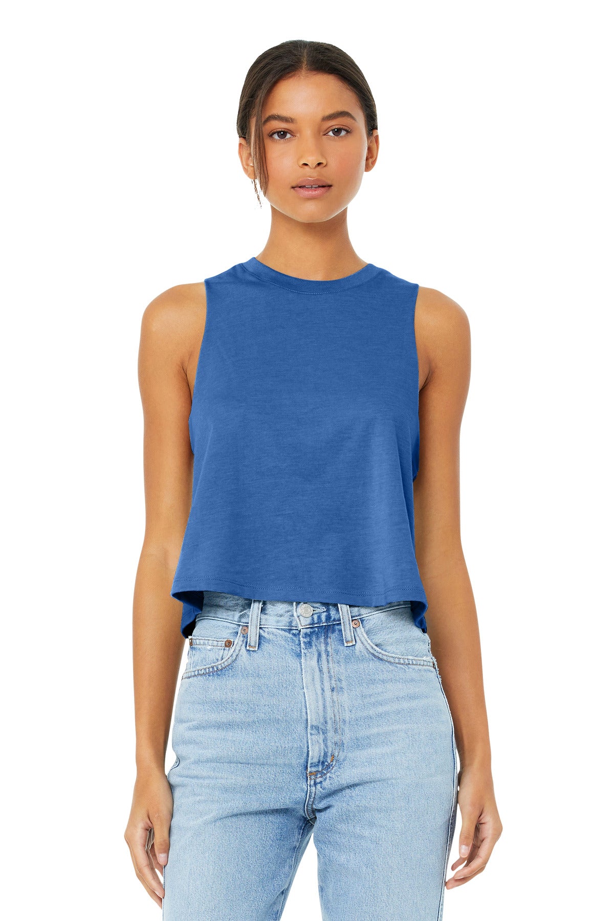 BELLA+CANVAS Women's Racerback Cropped Tank. BC6682 - Heather True Royal - front