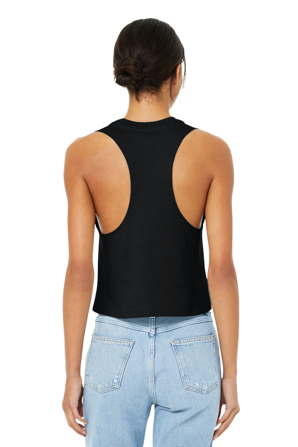 BELLA+CANVAS Women's Racerback Cropped Tank. BC6682 - Solid Black Blend - back