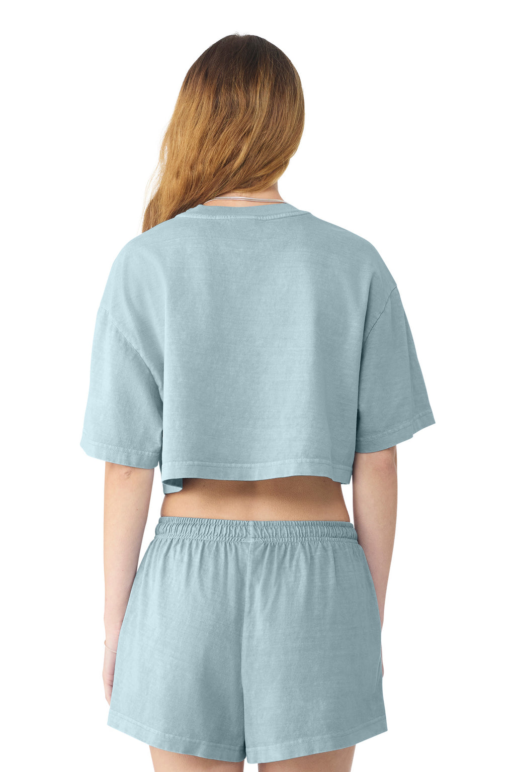 BELLA+CANVAS Women's Heavyweight Garment-Dyed Cropped Tee BC6882GD - Light Washed Denim - back