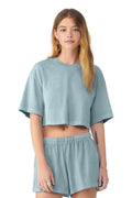 BELLA+CANVAS Women's Heavyweight Garment-Dyed Cropped Tee BC6882GD - Light Washed Denim - front
