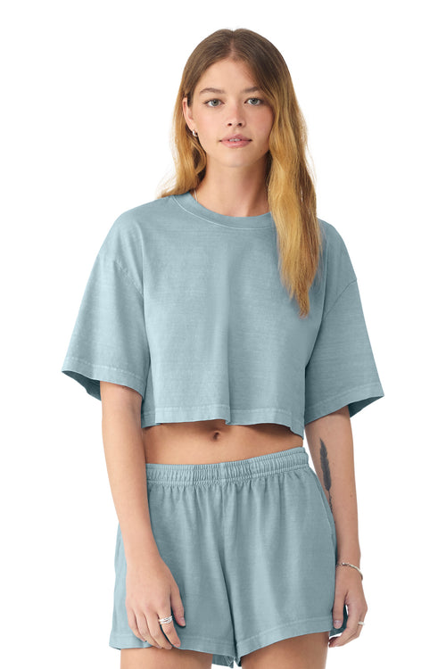 BELLA+CANVAS Women's Heavyweight Garment-Dyed Cropped Tee BC6882GD - Light Washed Denim - front