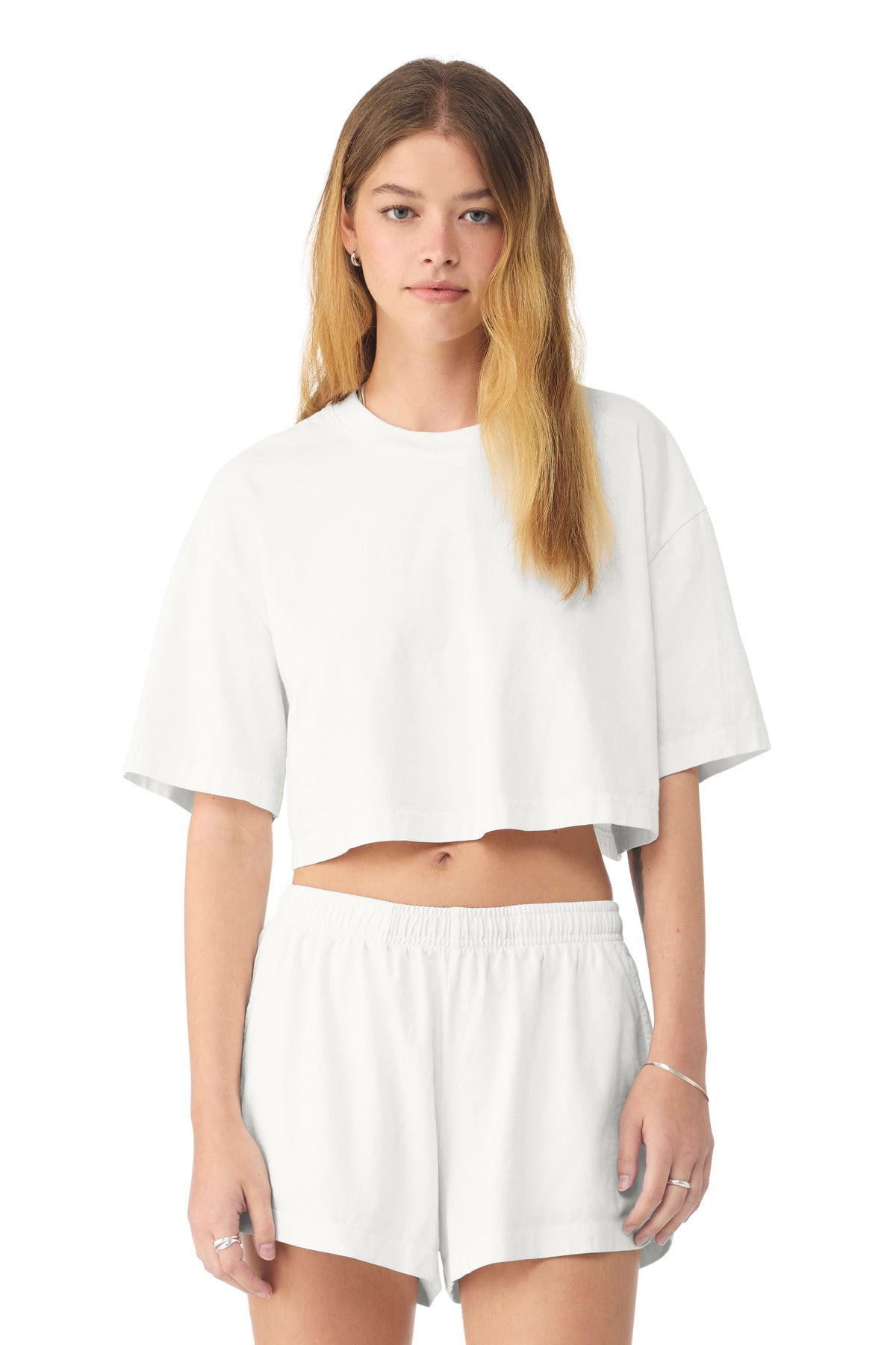 BELLA+CANVAS Women's Heavyweight Garment-Dyed Cropped Tee BC6882GD - Vintage White - front
