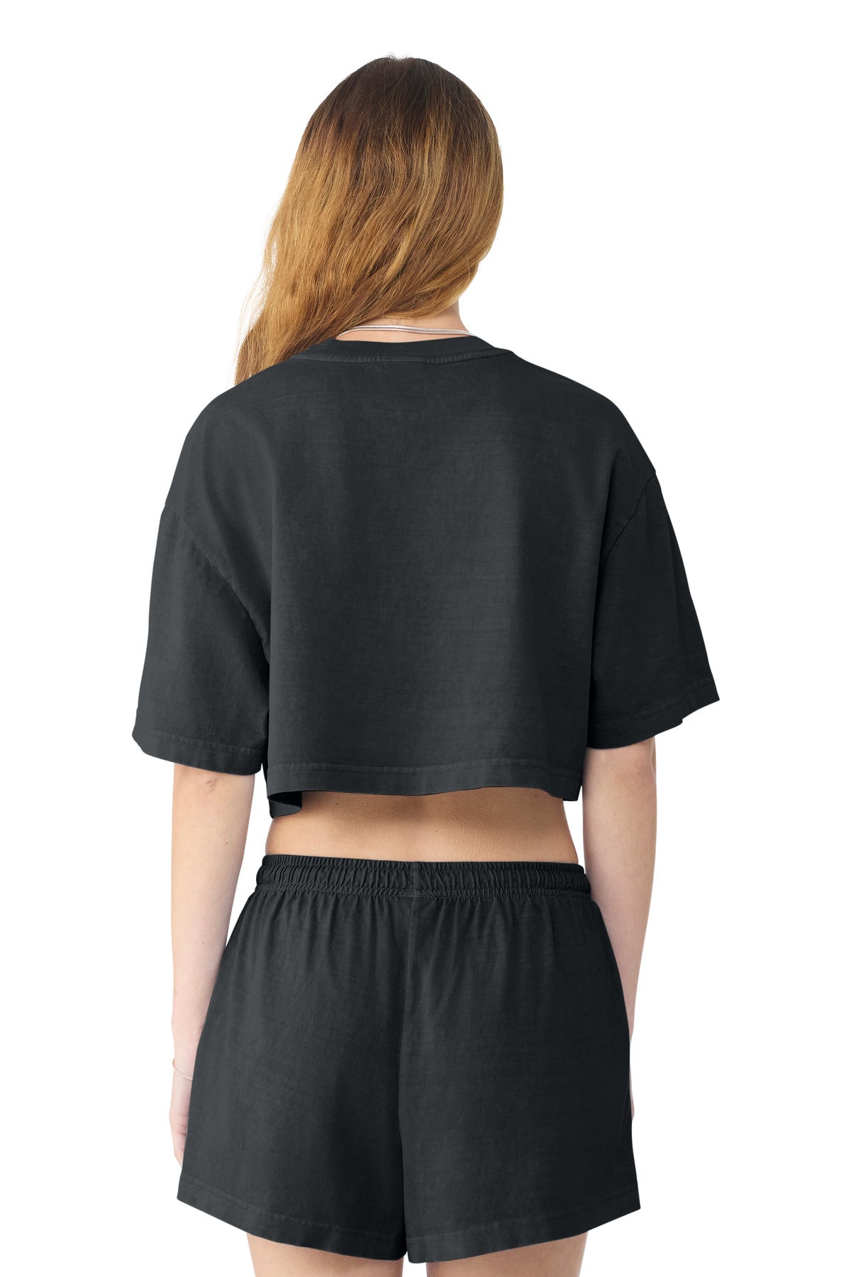 BELLA+CANVAS Women's Heavyweight Garment-Dyed Cropped Tee BC6882GD - Washed Black - back